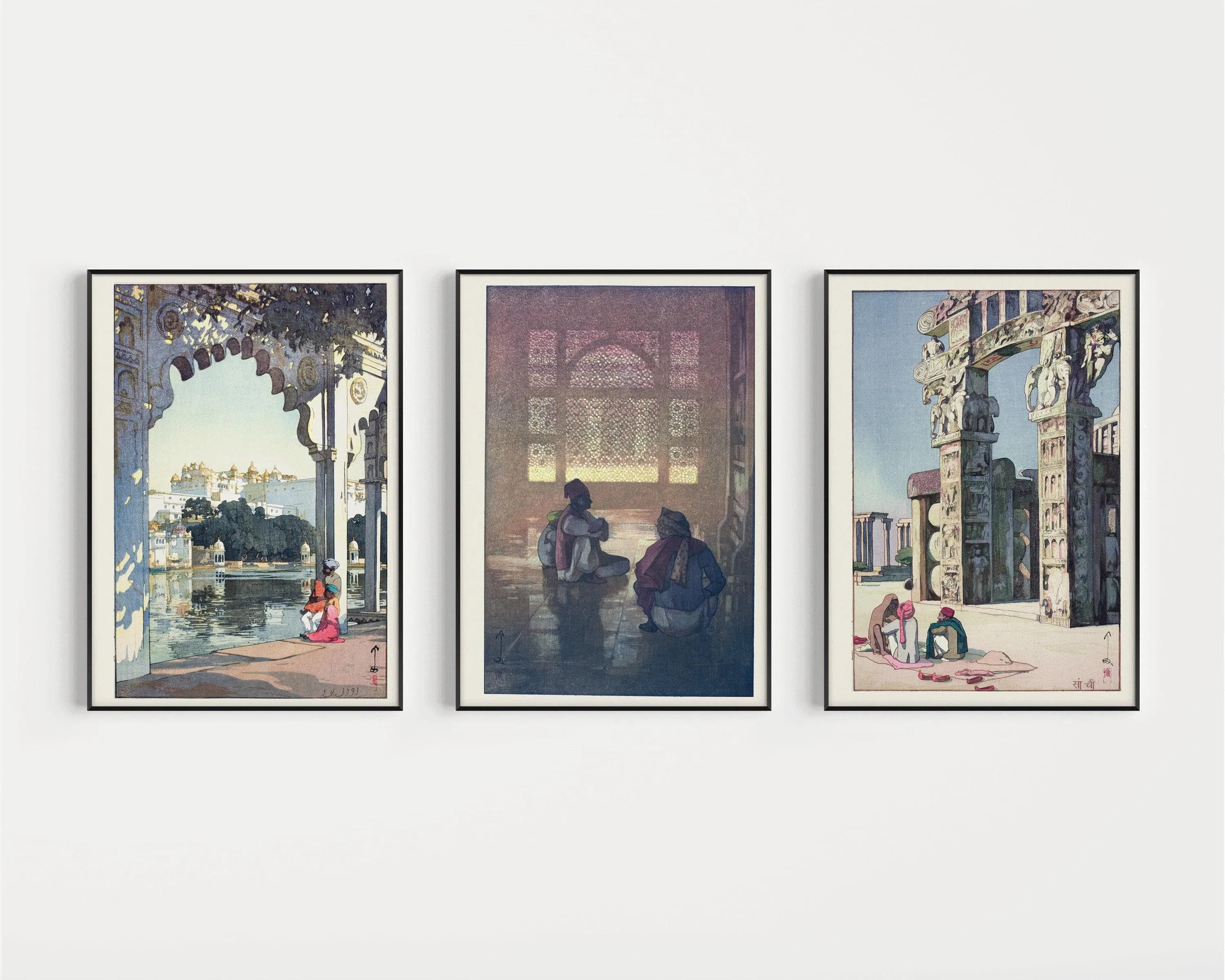 Hiroshi Yoshida — Set of 3 India Prints | Japanese Woodblock Art Print (Shin Hanga) - image 4