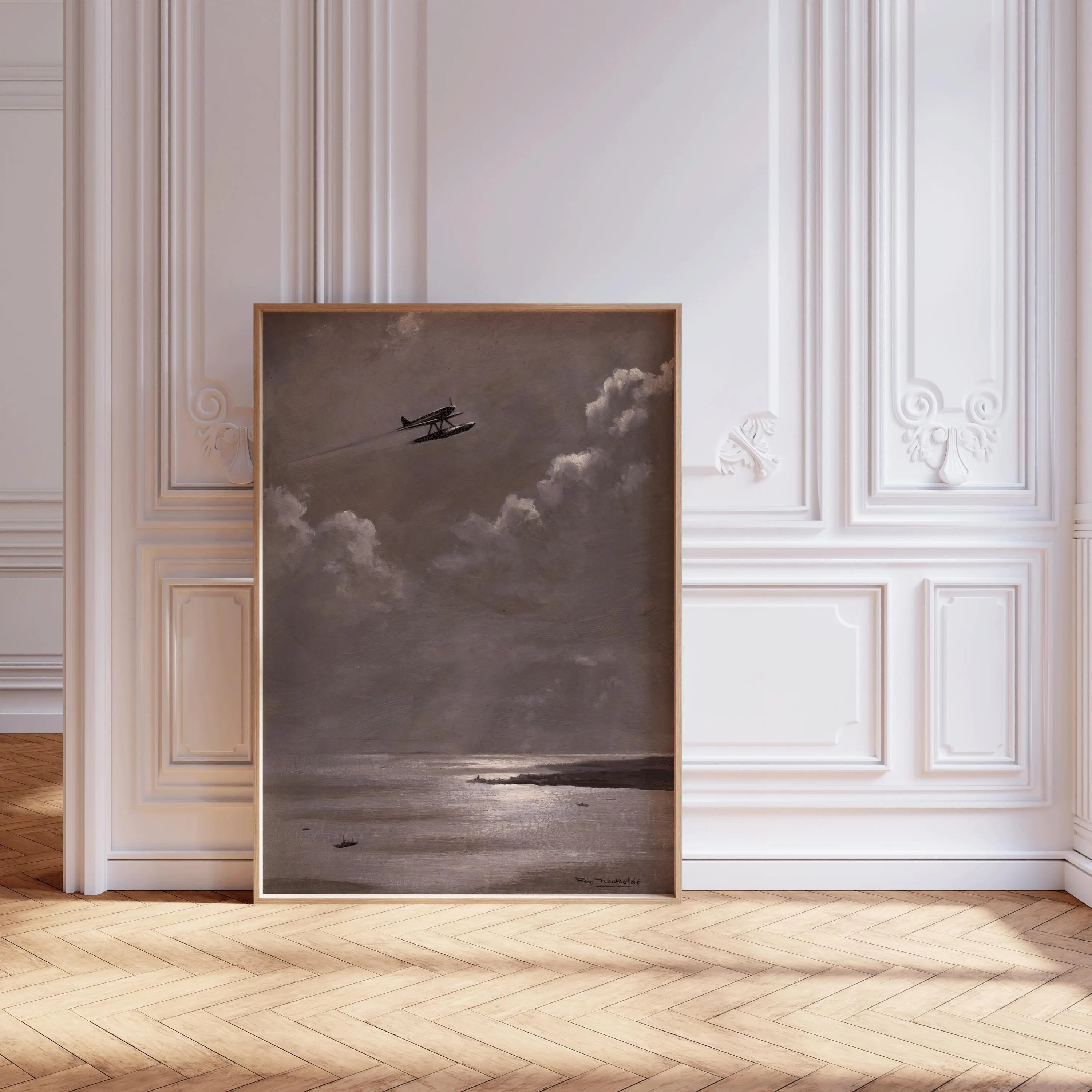 Seascape Giclée Print: WW2 Airplane Art by Roy Nockolds, Handframed - image 4