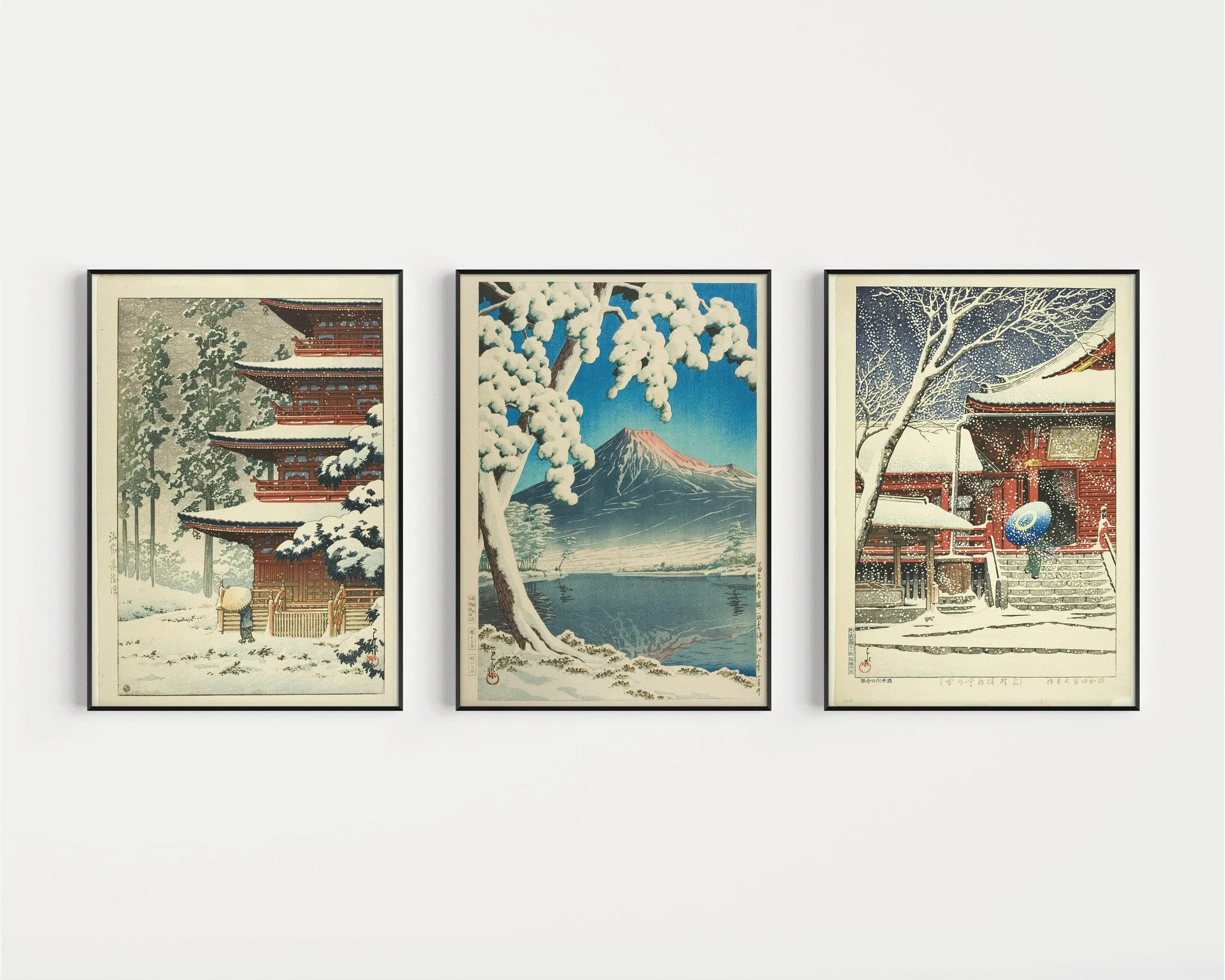 Kawase Hasui — Statement Trio | Snow Theme | Japanese Woodblock Art Print (Shin Hanga) - image 4