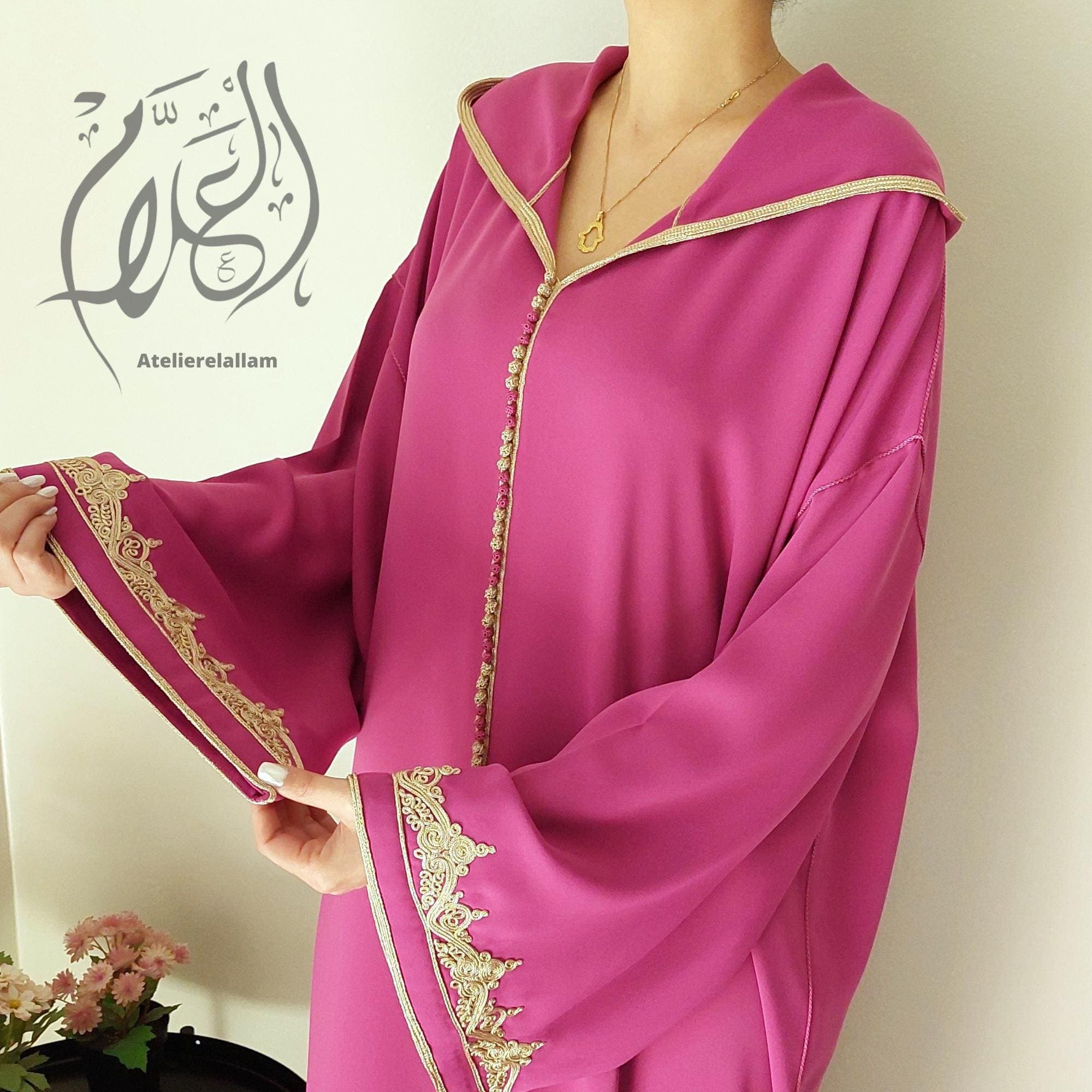 Moroccan jellaba, Embroidered Eid al adha djellaba, Hooded caftan, Arabic dress, Nikah dress, Hooded moroccan dress, Abaya, Gift for her. - image 4