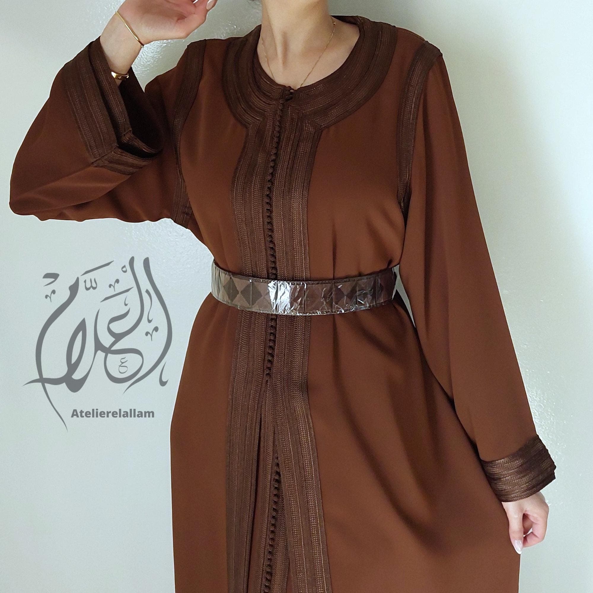 Elegant brown takchita, Wedding guest moroccan caftan, Classy crepe Kaftan, Nikah dress, Arabic dress , Wedding Islamic dress, Gift for her. - image 4