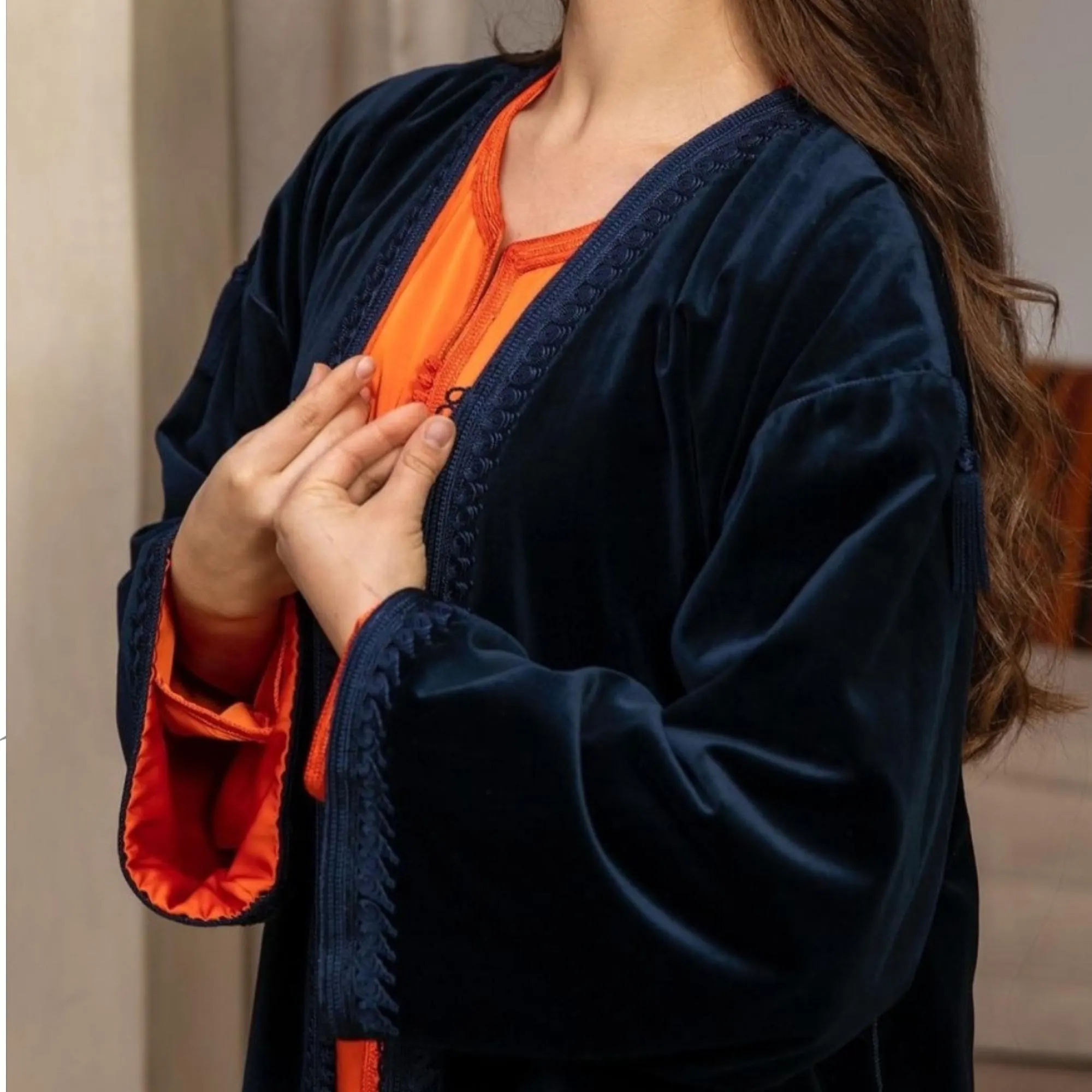 Moroccan silk velvet caftan "Collection Ramadan 2026", Embroidered kaftan, Open kimono, Farasha dress, Arabic abaya, Kaftan, Gift for her.