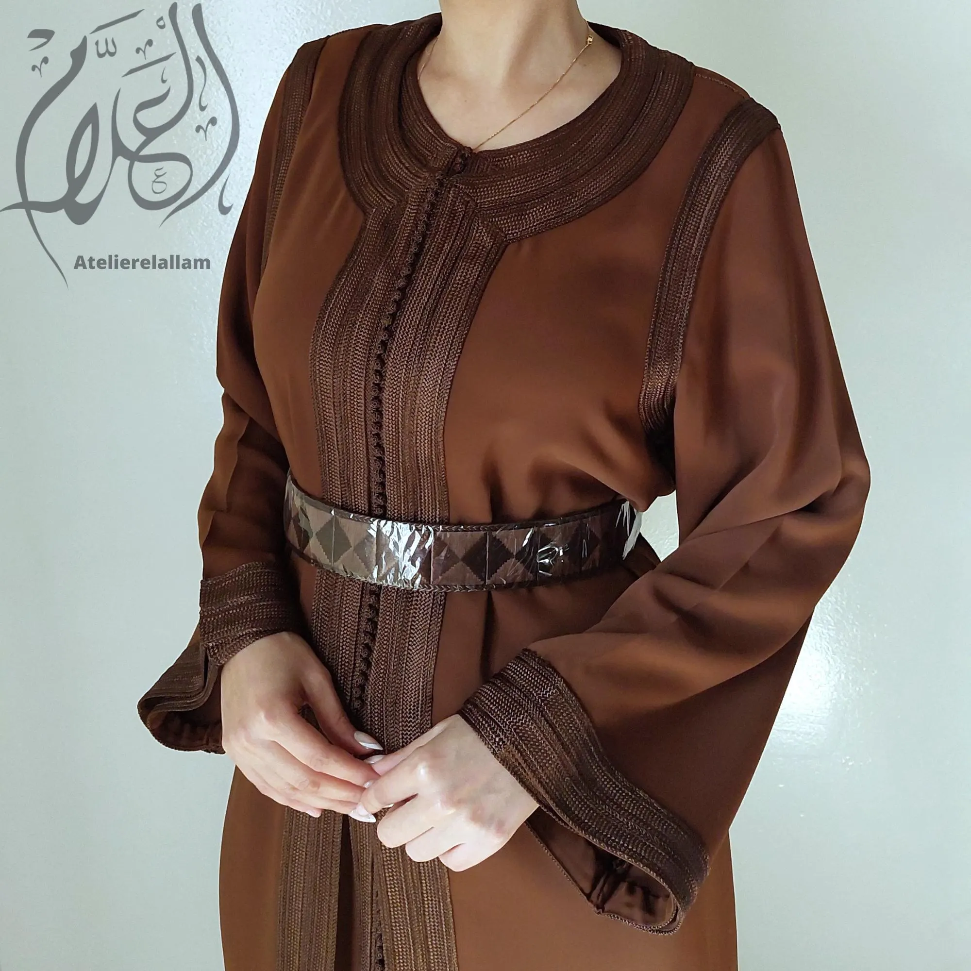 Elegant brown takchita, Wedding guest moroccan caftan, Classy crepe Kaftan, Nikah dress, Arabic dress , Wedding Islamic dress, Gift for her.