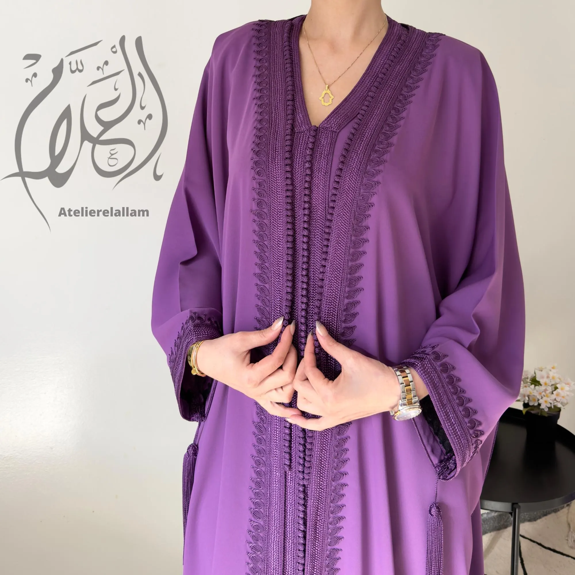 Moroccan purple Caftan set – New Ramadan 2026 Collection, Eid al fitr islamic dress, Arabic kimono set.