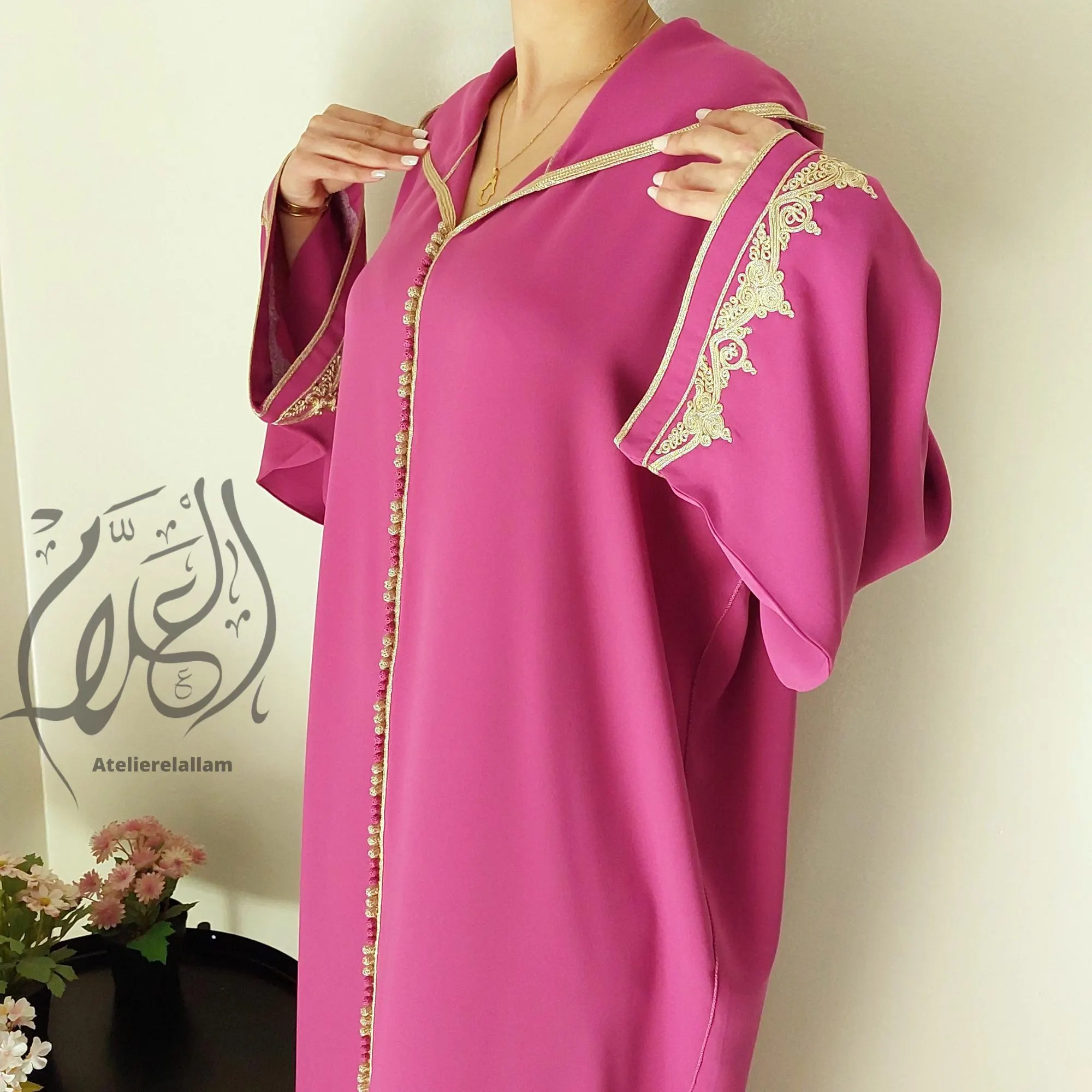 Moroccan jellaba, Embroidered Eid al adha djellaba, Hooded caftan, Arabic dress, Nikah dress, Hooded moroccan dress, Abaya, Gift for her. - image 5