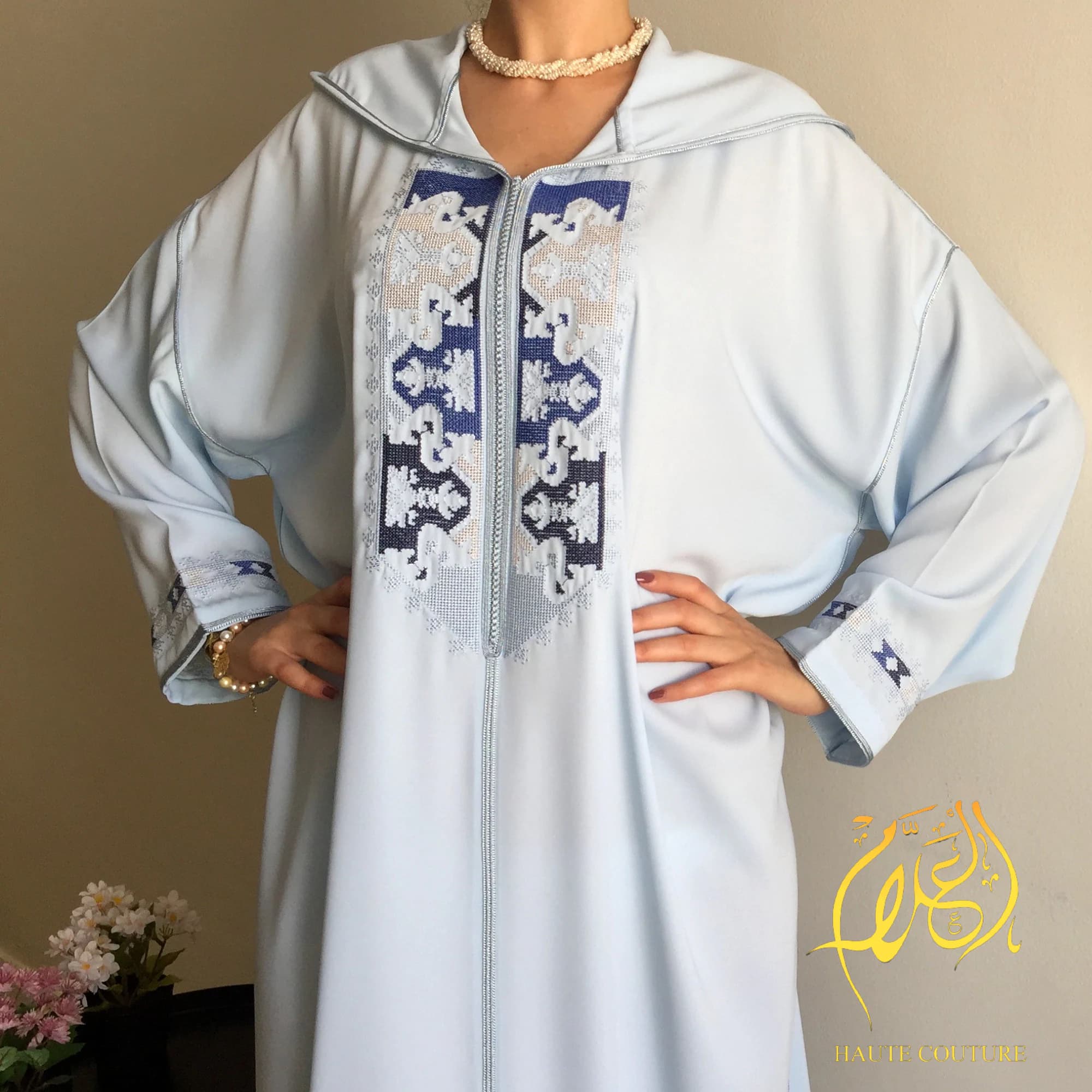 Elegant moroccan ramadan 2026 jellaba, Zemmouri embroidered  jelaba, Islamic outfit, Arabic dress, Nikah dress, Hooded caftan, gift for her. - image 3