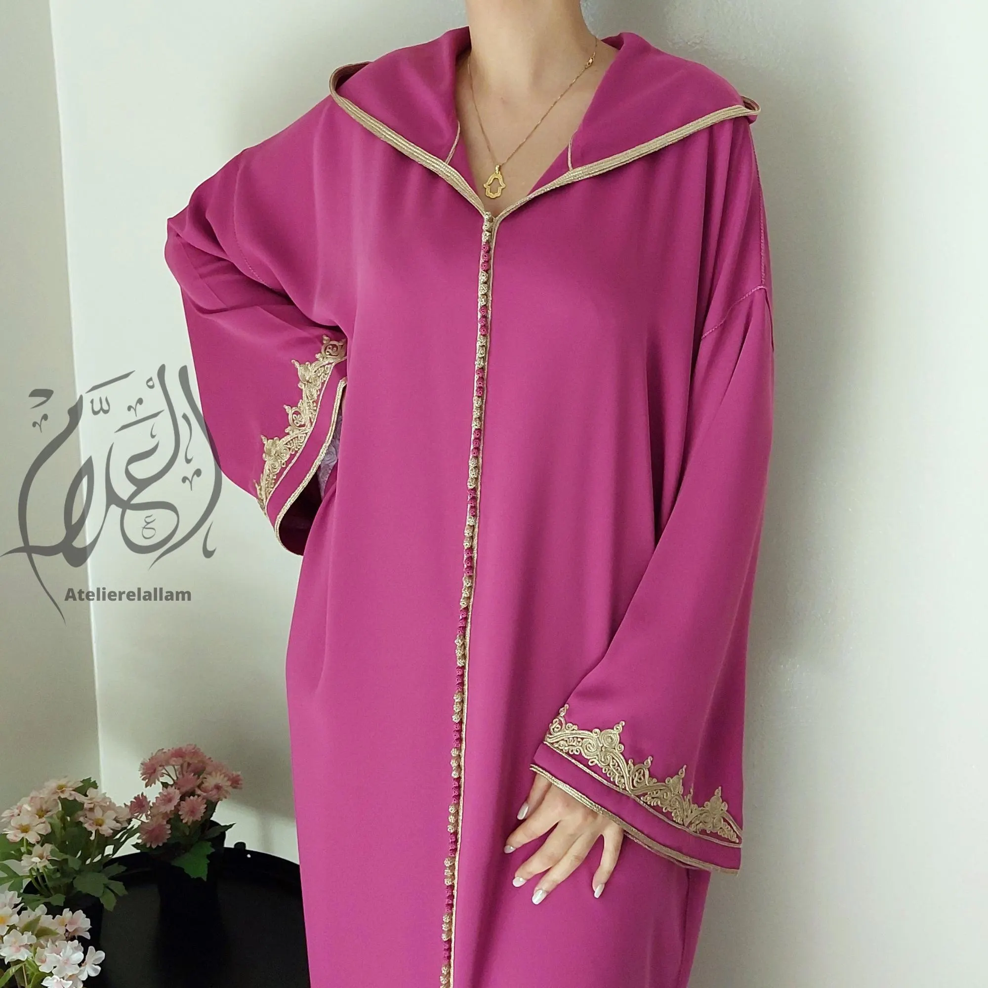 Moroccan jellaba, Embroidered Eid al adha djellaba, Hooded caftan, Arabic dress, Nikah dress, Hooded moroccan dress, Abaya, Gift for her. - image 3