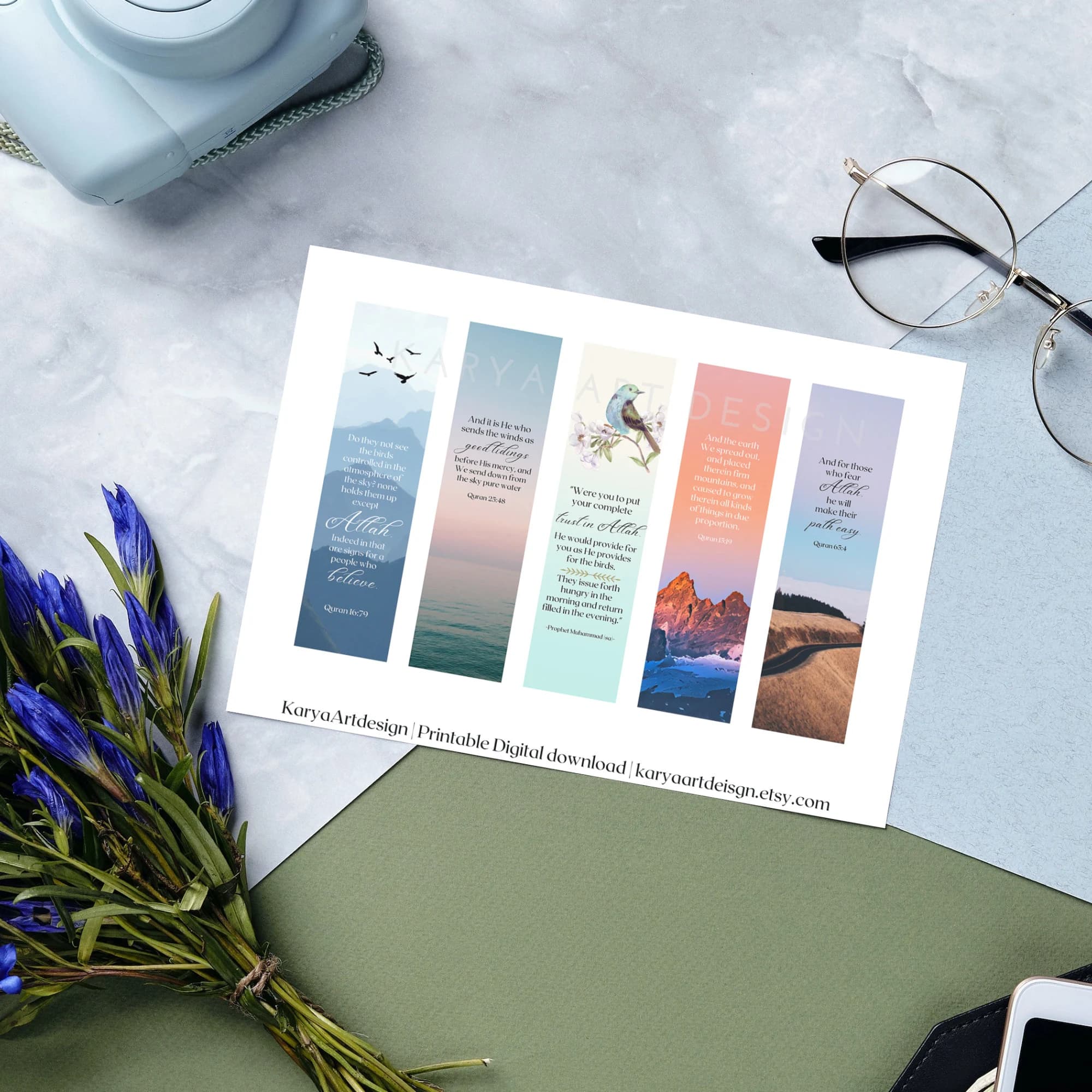 Islamic Quran Verse Bookmark Set, Inspirational Quotes (Digital Download) - image 3