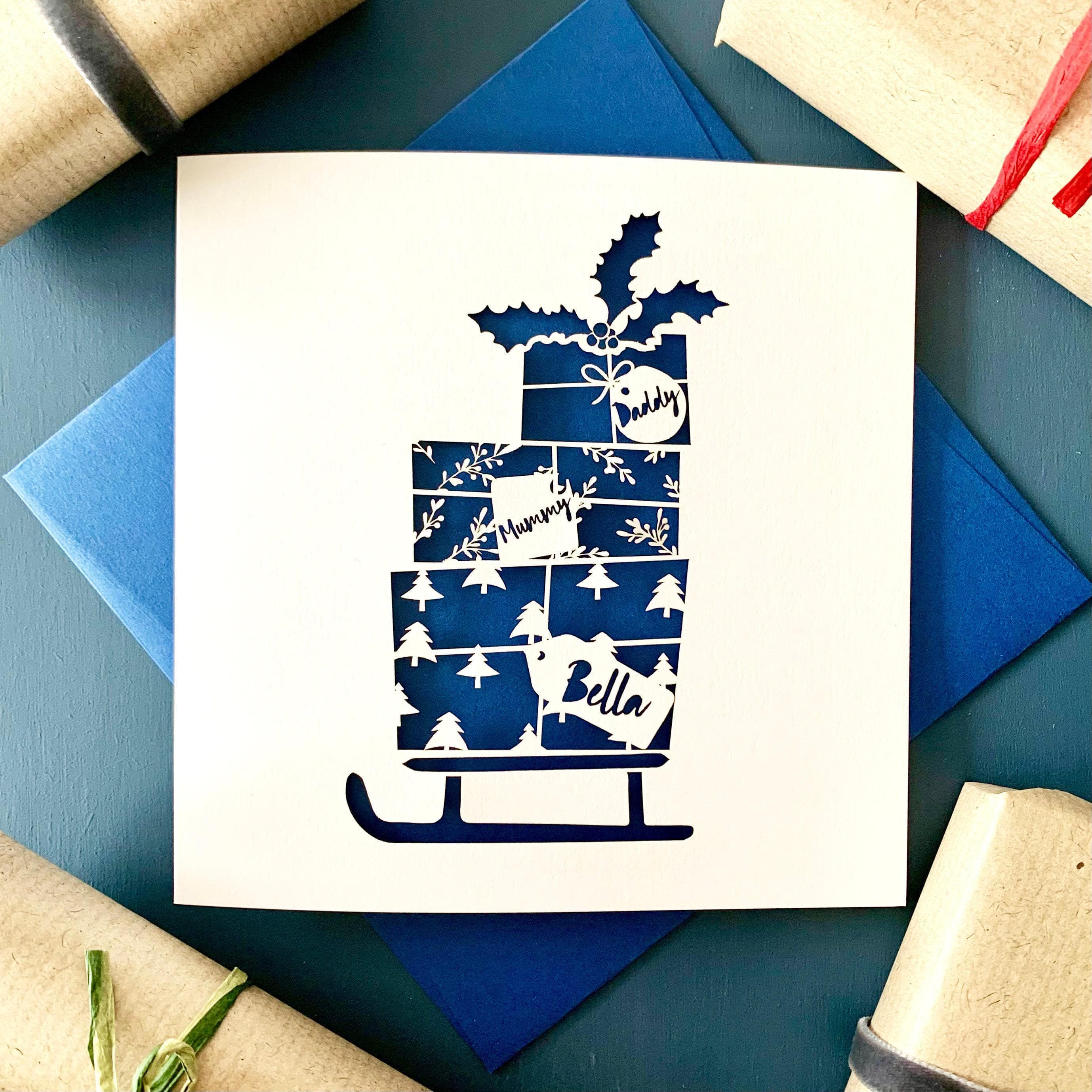 Papercut Presents Personalised Family Christmas Card
