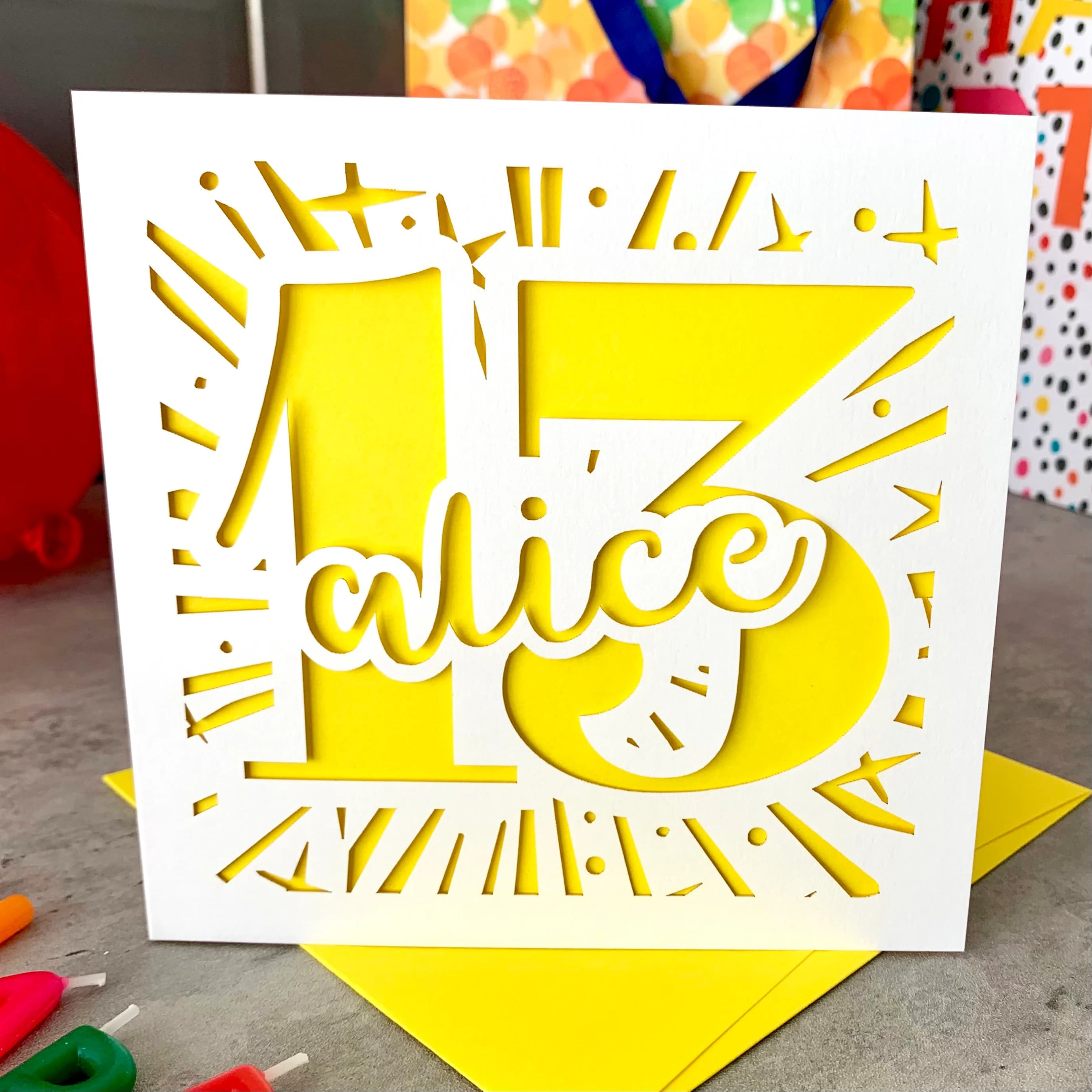 Starburst Papercut Personalised 13th Birthday Card - image 5