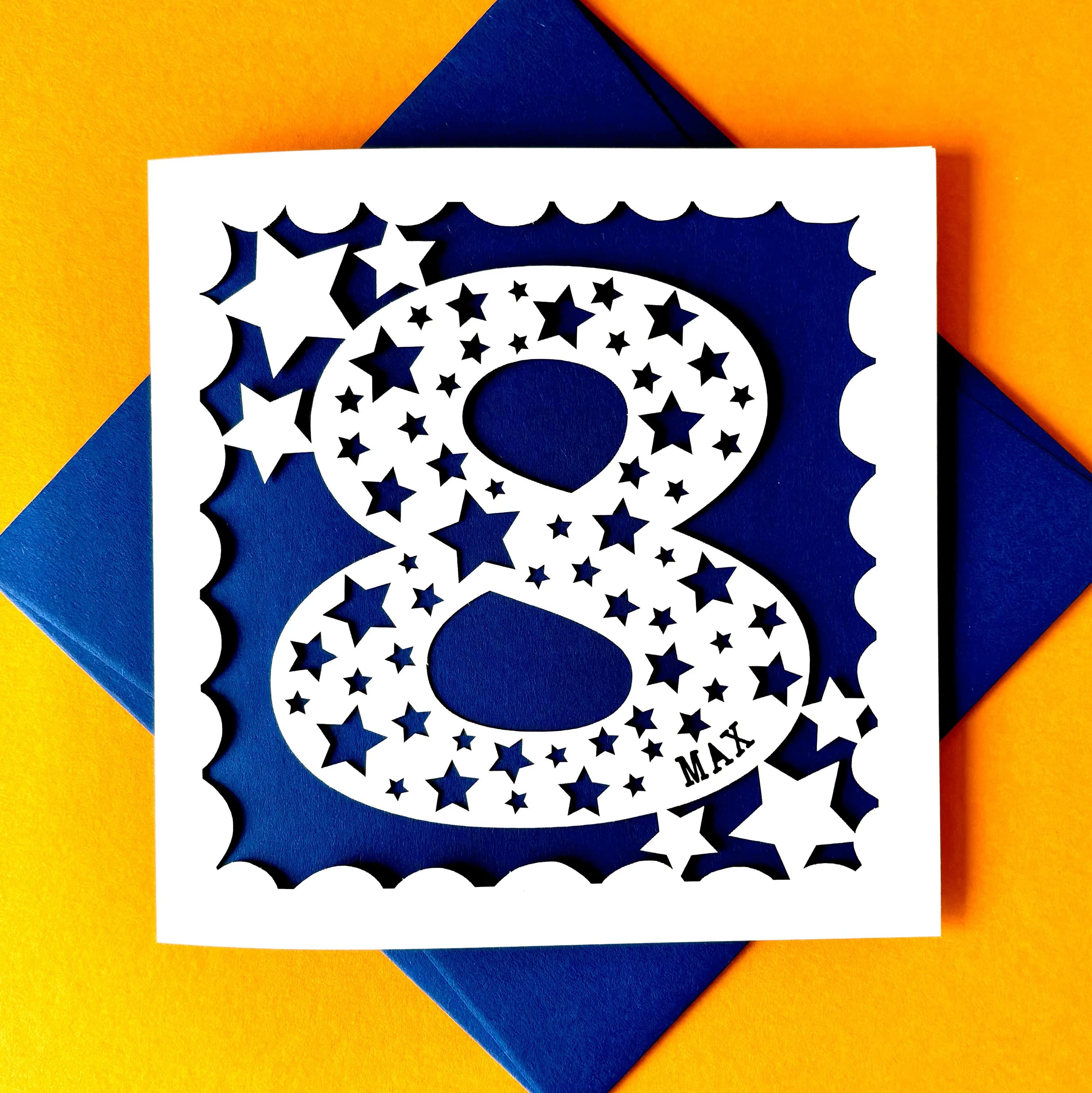 Personalised Stars Age Eight Birthday Card