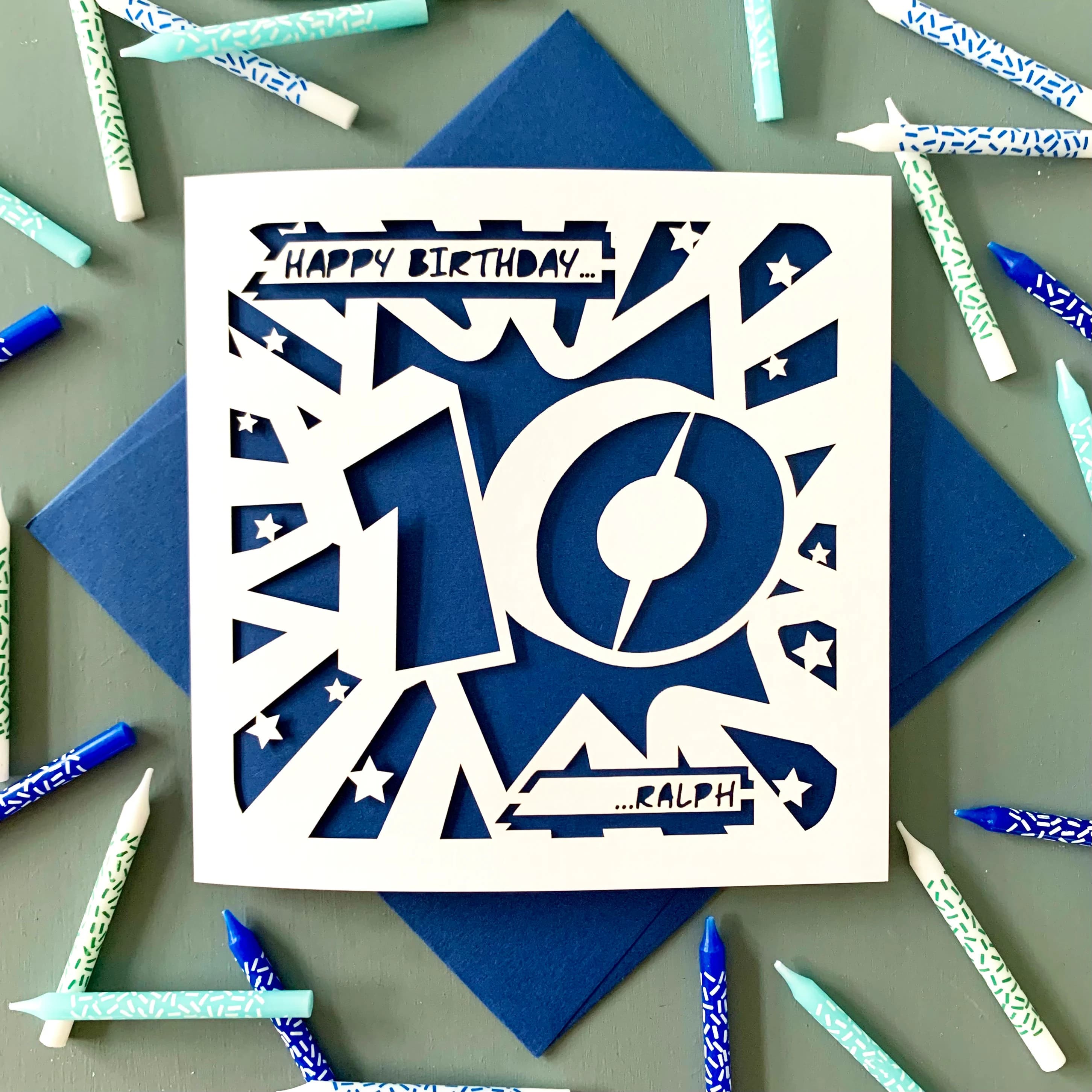 Kids Personalised 10th Birthday Card