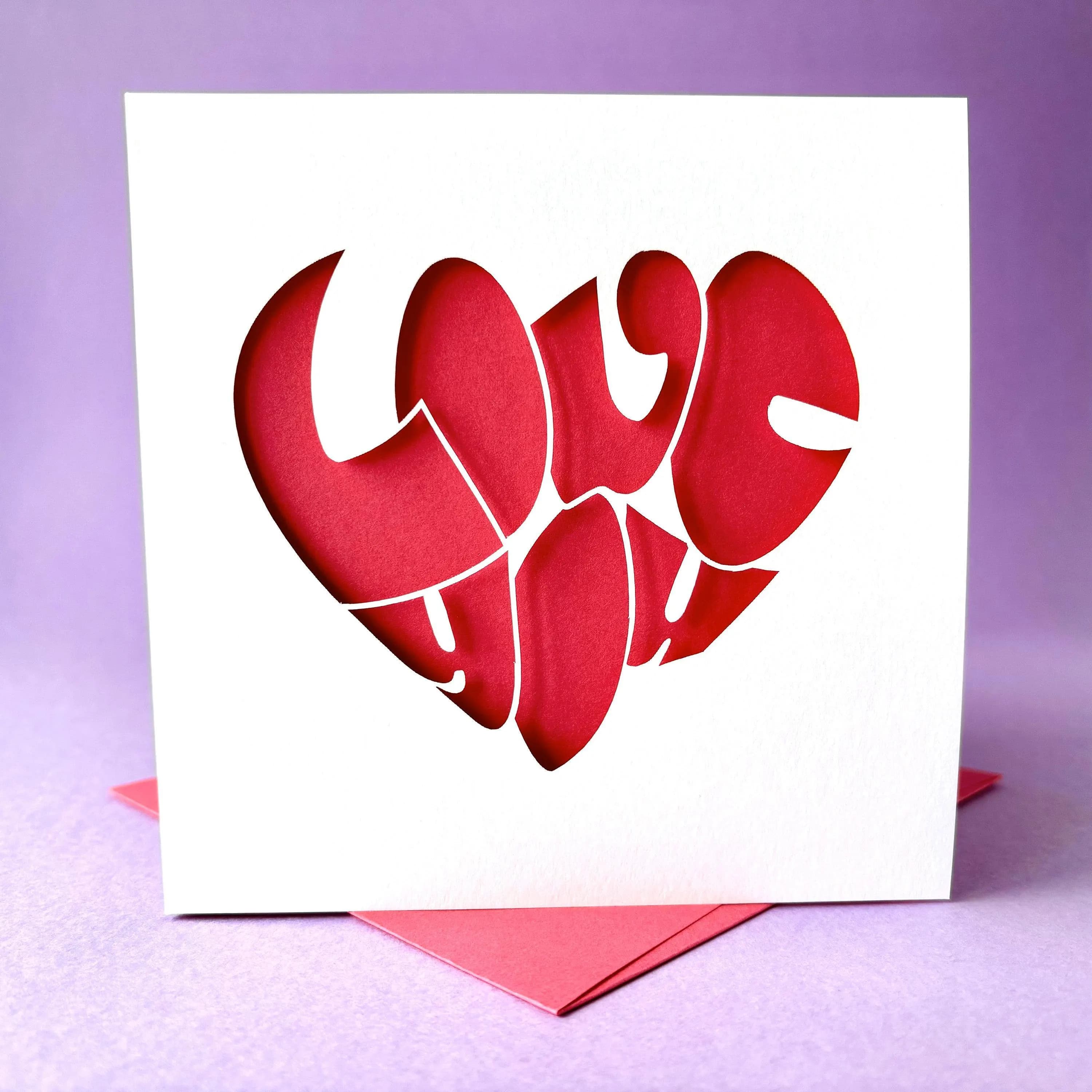 Love You Heart Papercut Card