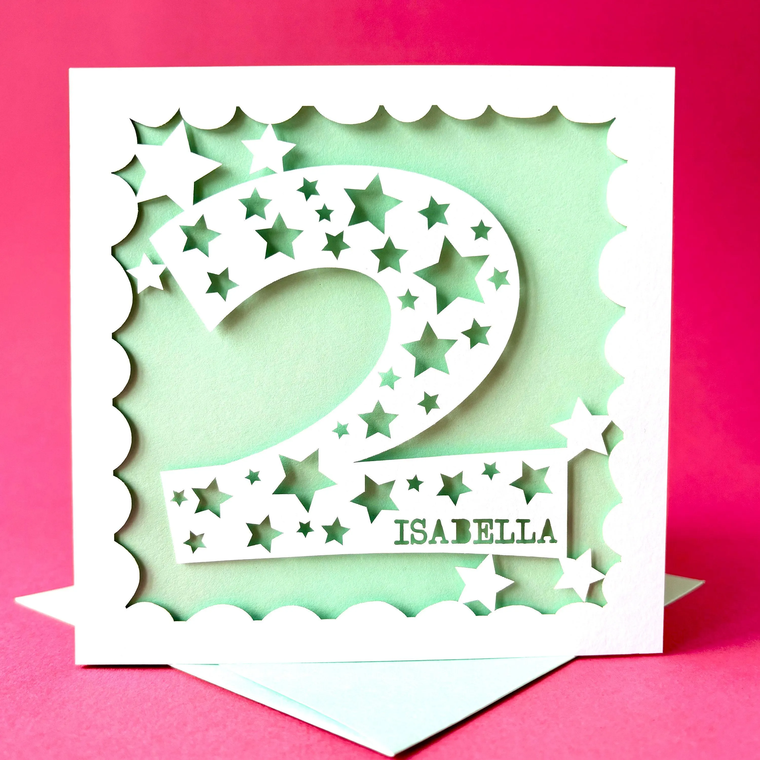 Personalised Stars Age Two Birthday Card