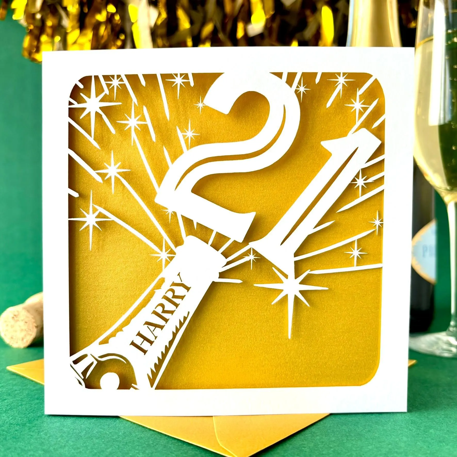 Champagne Bottle Personalised 21st Birthday Card