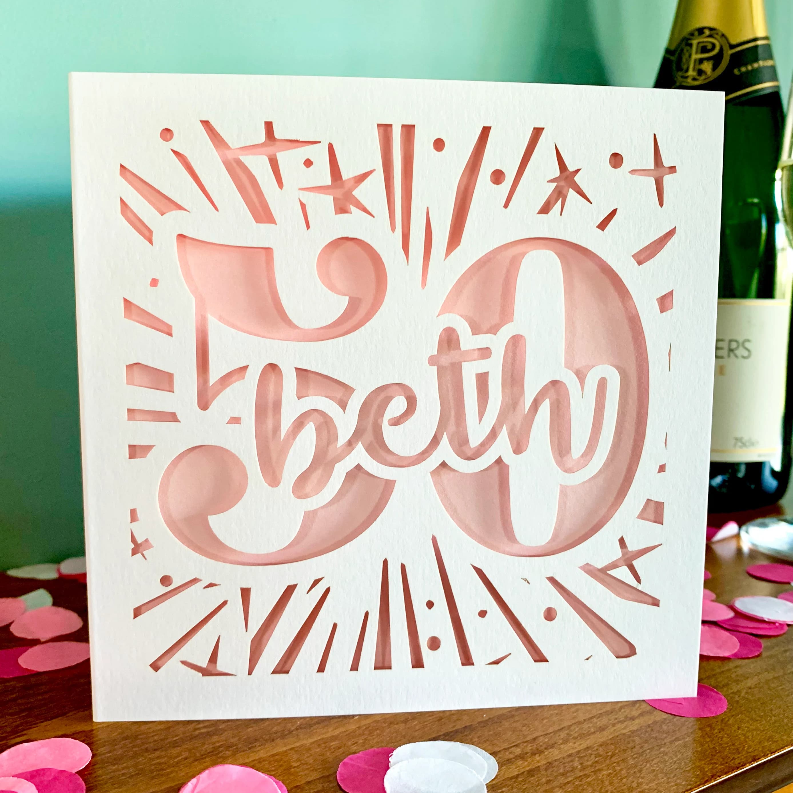 Starburst Papercut Personalised 50th Birthday Card - image 2