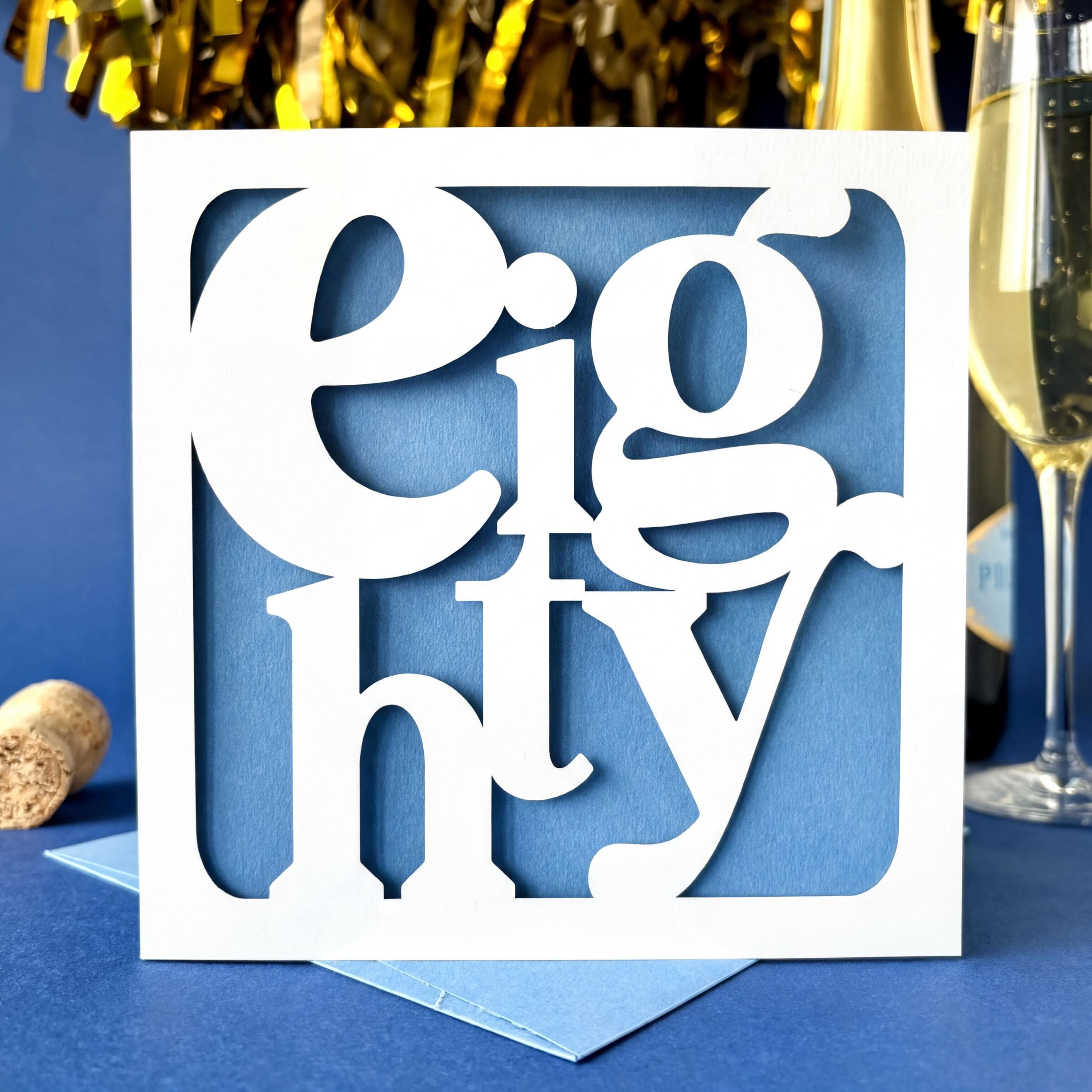 Papercut 80th Birthday Card