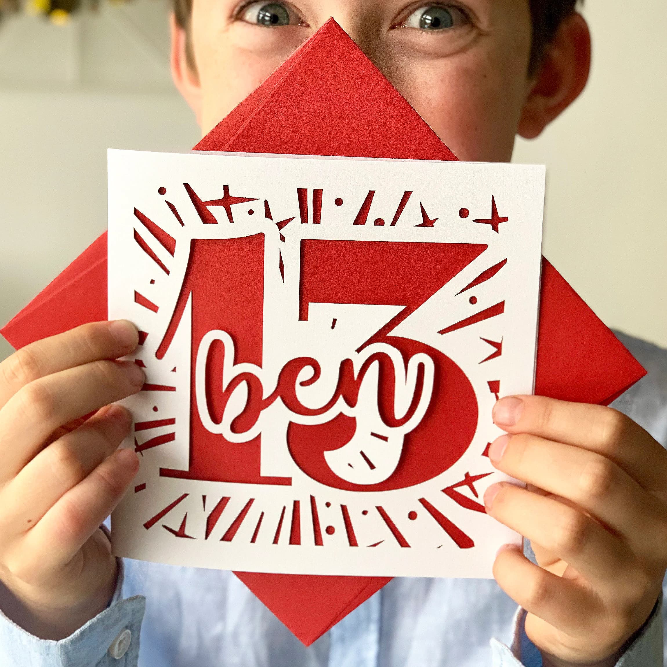 Starburst Papercut Personalised 13th Birthday Card - image 4