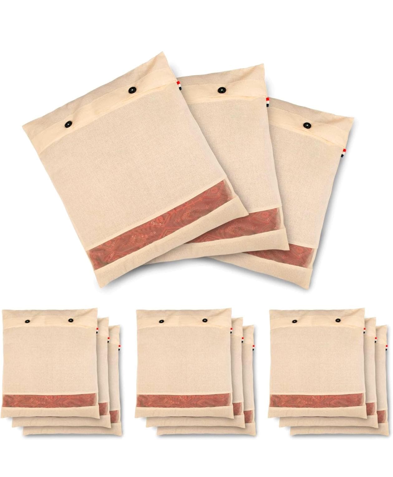 Cotton Saree Storage Bags: Eco-Friendly Garment Organizer With Button Closure (16 X 14 Inch)
