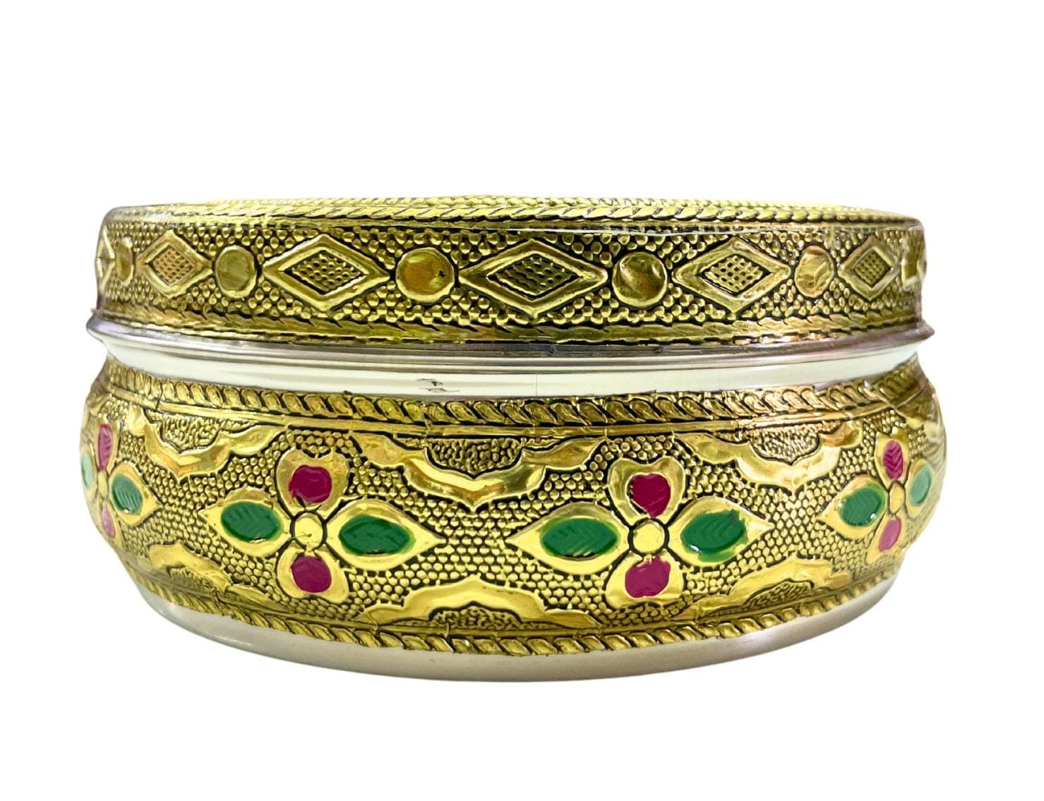 Meenakari Peacock Design Stainless Steel Container: Oxidized Chapati Roti Box - image 3