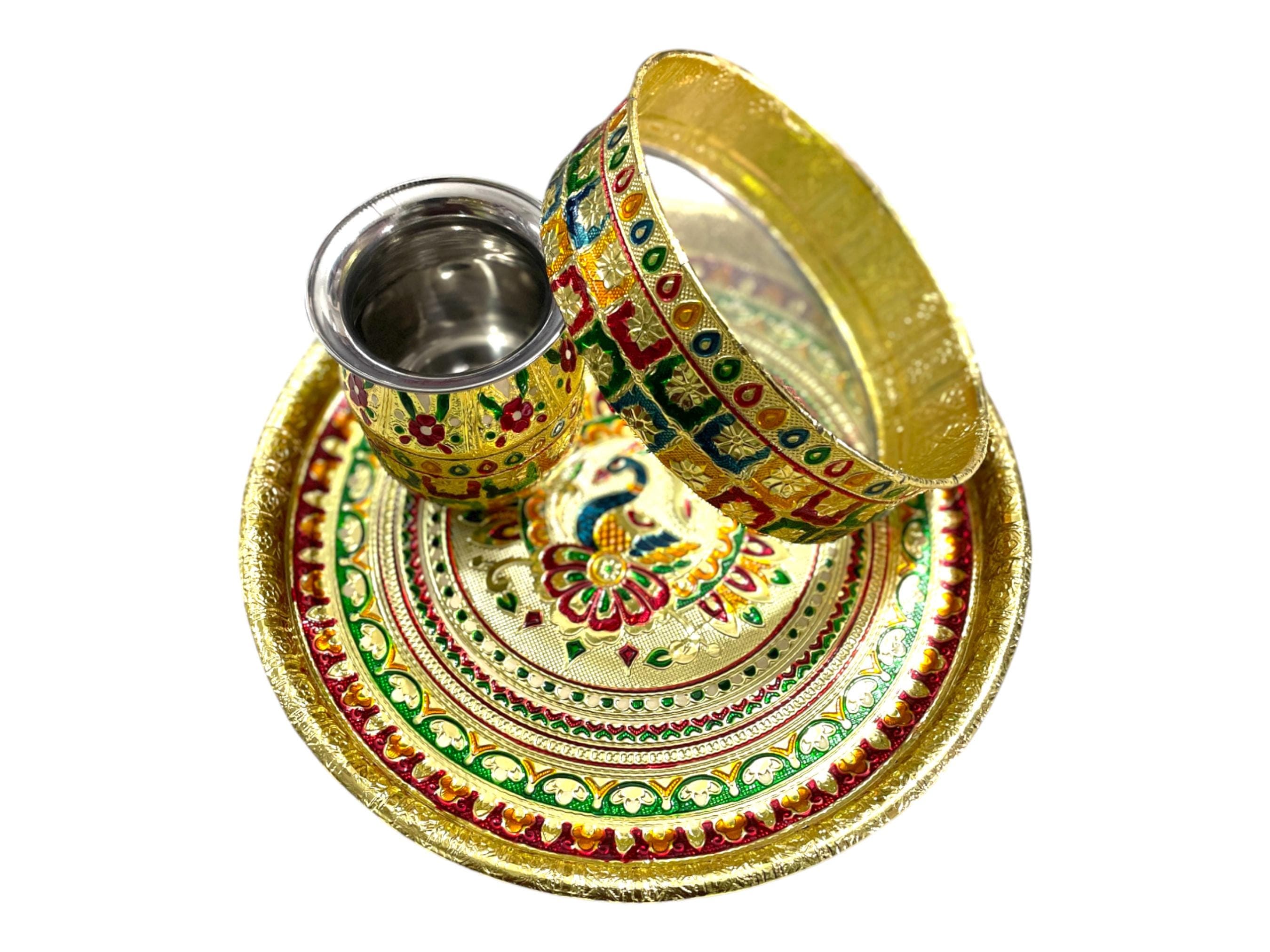 Handcrafted Meenakari Pooja Thali Set – Karwa Chauth Gift - image 5