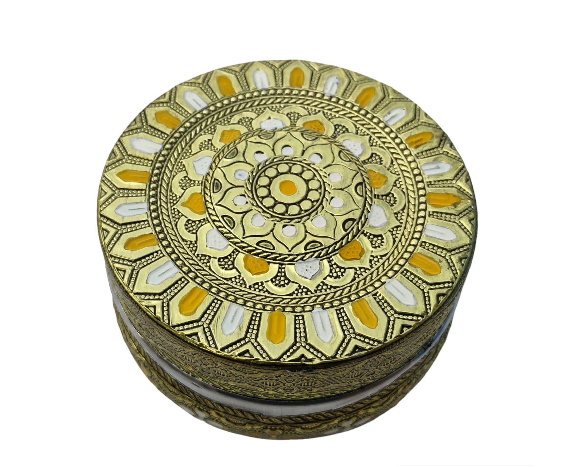 Handcrafted Meenakari Stainless Steel Dabba - Oxidized Dryfruit Storage Box
