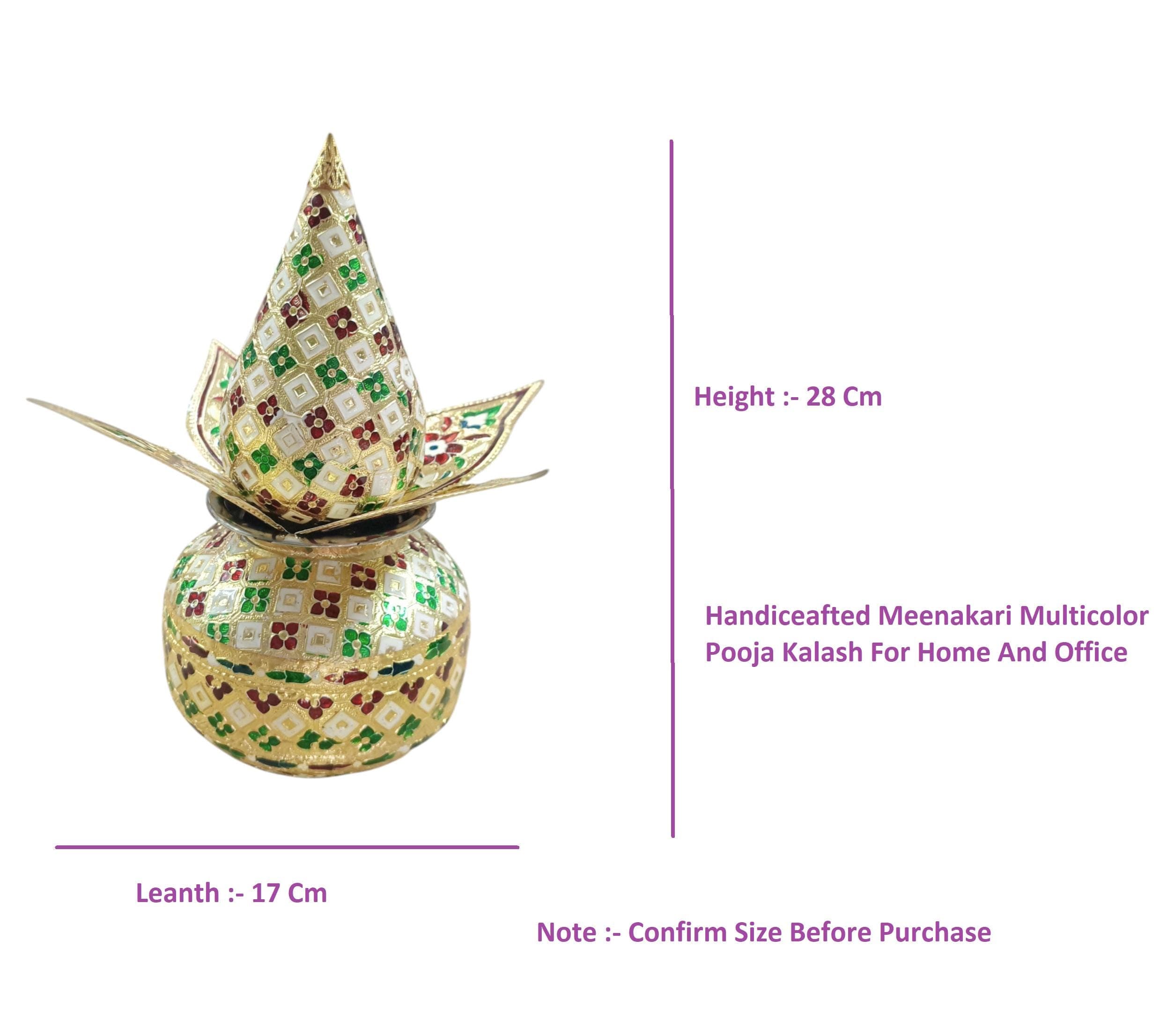 Meenakari Kalash Set: Golden Aluminum Pooja Kalash - Indian Home Decor - image 4