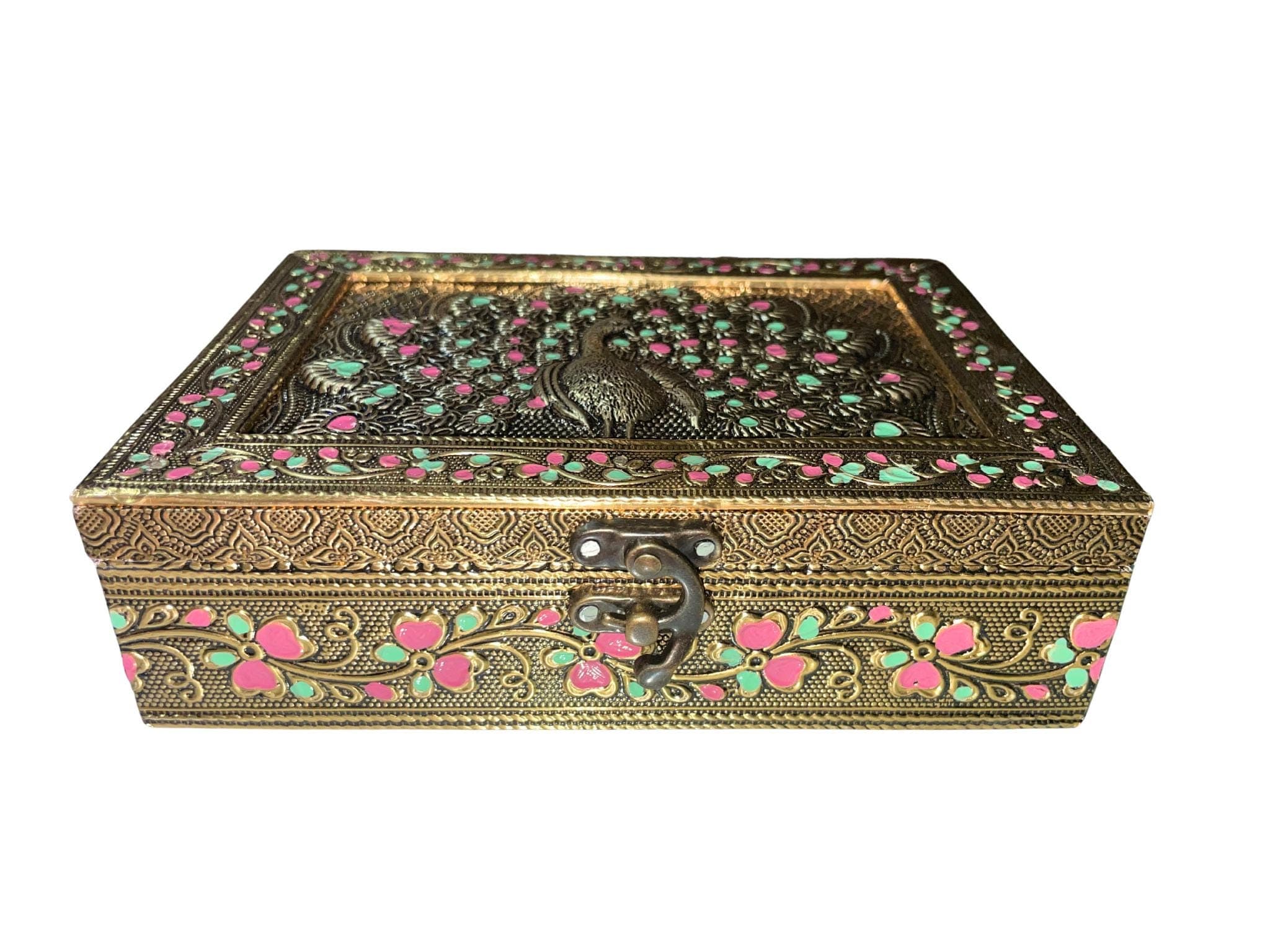 Meenakari Jewellery Box | Handmade Oxidized Vanity Storage (7x5) - image 3