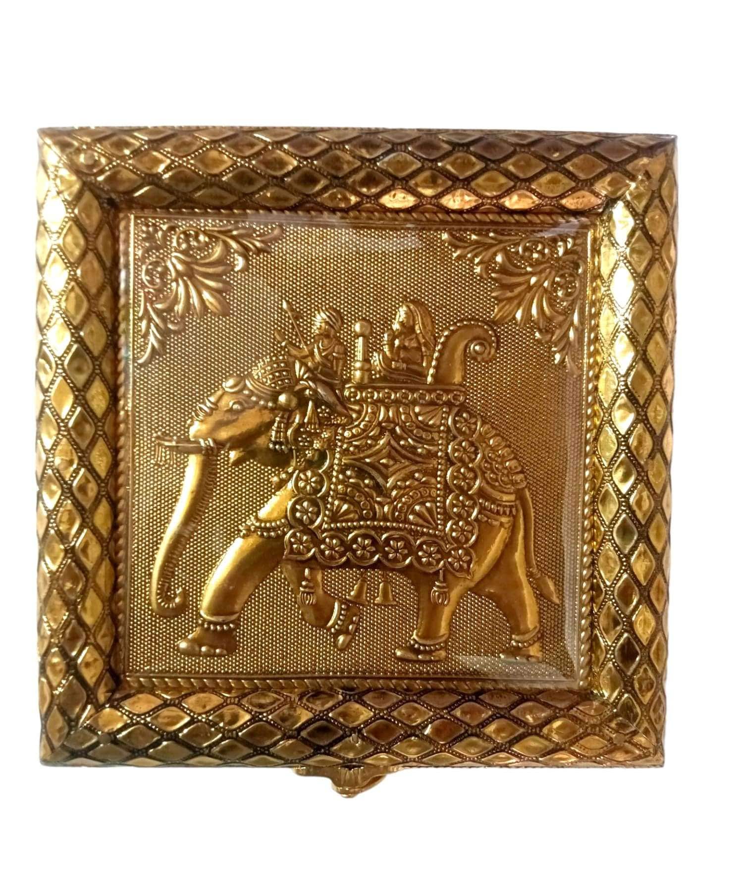 Handmade Wooden Dry Fruit Box, Elephant Design, Indian Wedding Favor