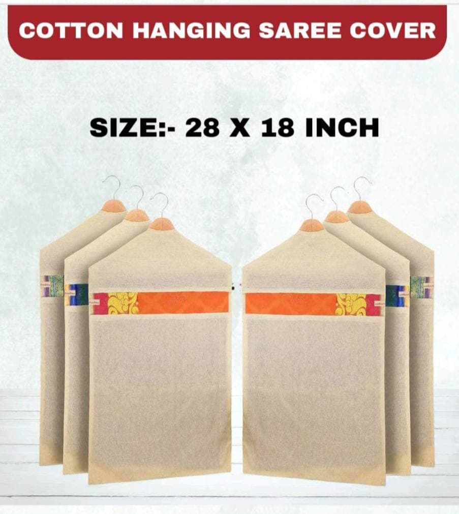 Pure Cotton Reusable Handmade Garment Cover, Eco-Friendly Clothes Storage with Net Window.