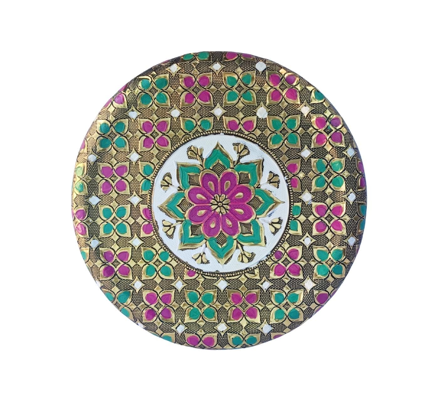 Handcrafted Meenakari Dabba Box: Golden Chapati Container, Indian Decor - image 5