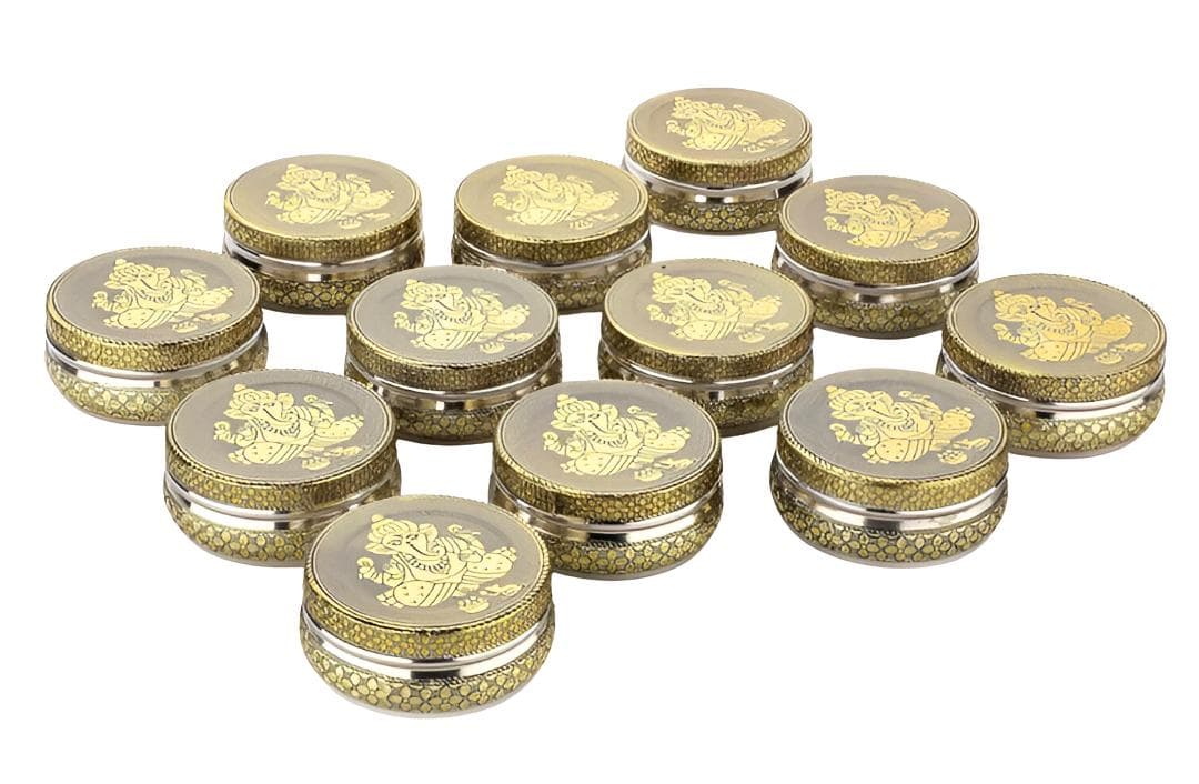 Meenakari Ganesh Stainless Steel Container, Indian Wedding Favor - image 3