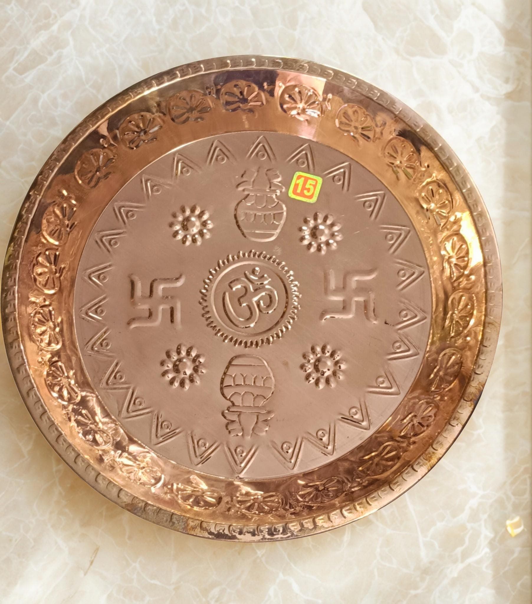Handcrafted Pure Copper Parat: Multipurpose Mixing & Serving Plate (15 Inch - image 3