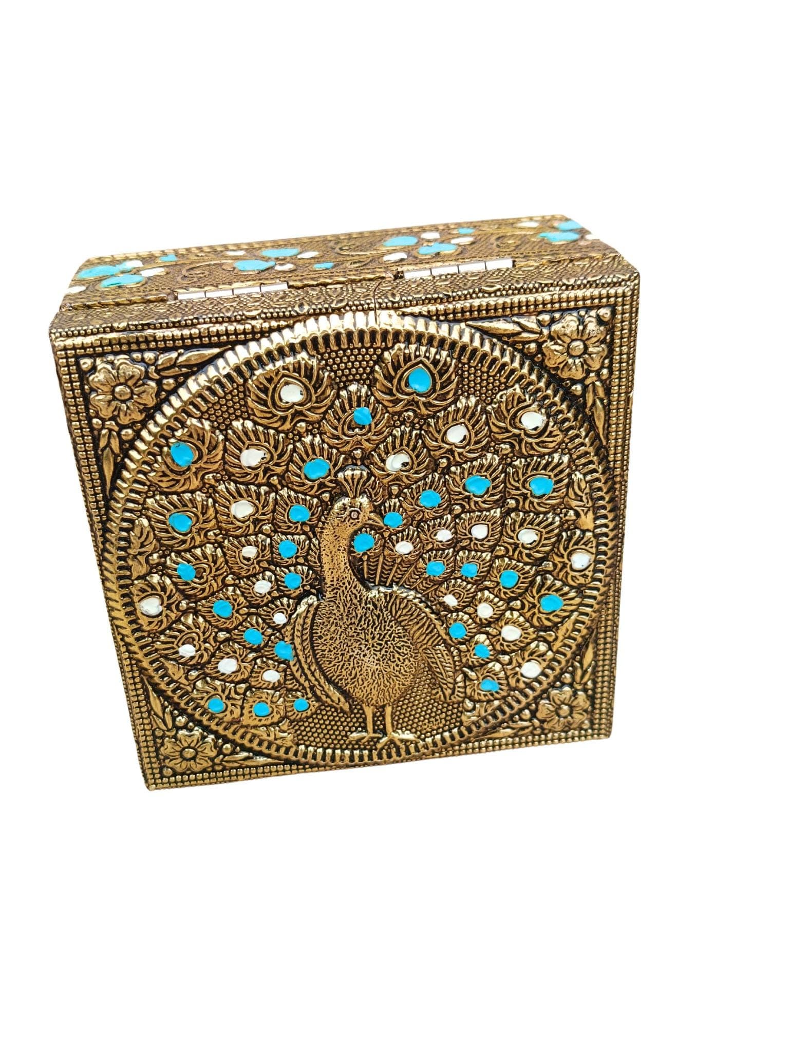 Meenakari Jewelry Box | Handmade Oxidized Wood Vanity Storage - image 3