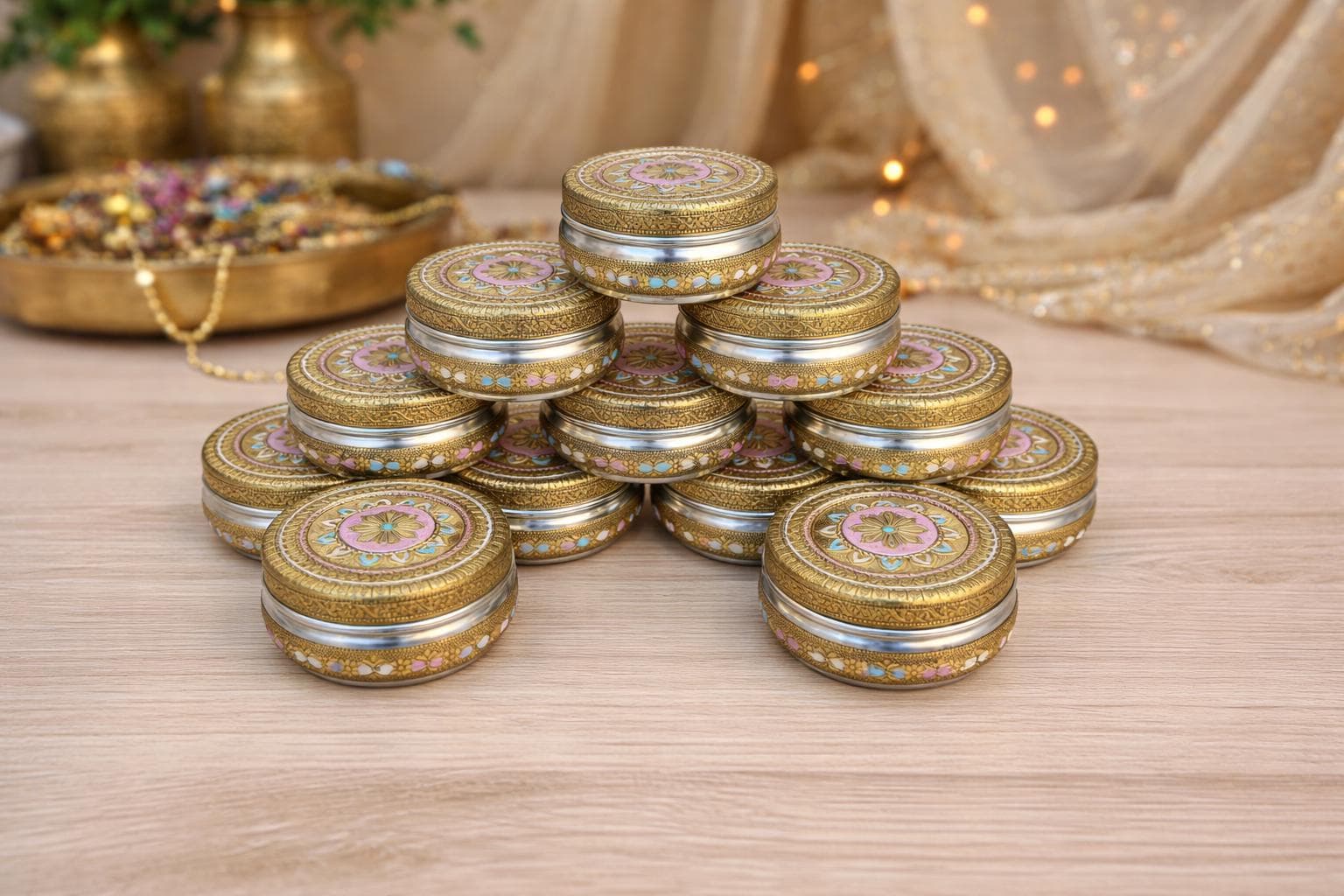Handcrafted Meenakari Stainless Steel Dabba – Decorative Storage Container, Dryfruit, Chocolate, Gift, Home Decor - image 3