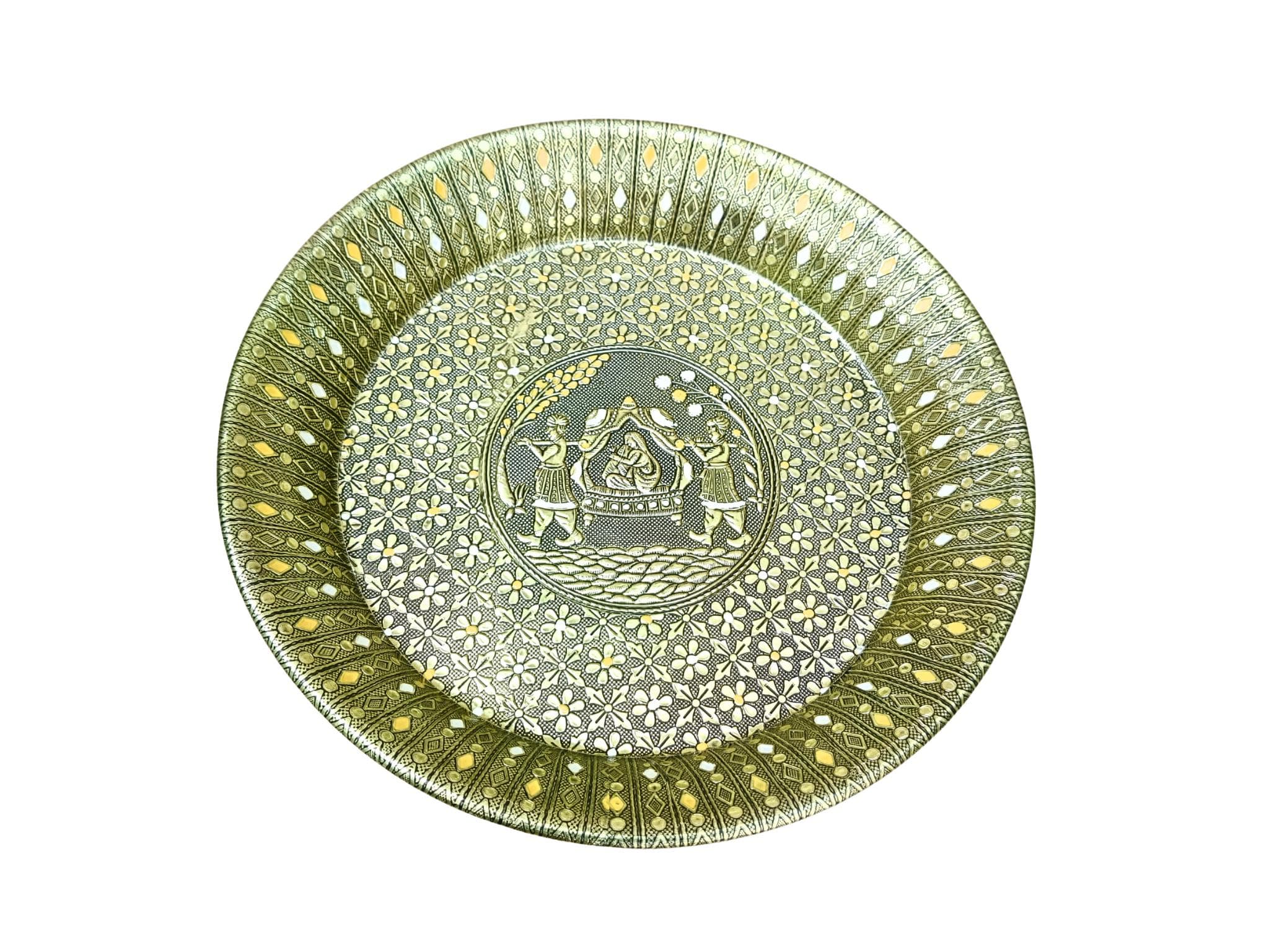 Handmade Meenakari Stainless Steel Thali, Indian Wedding Plate, 14 Inch - image 4