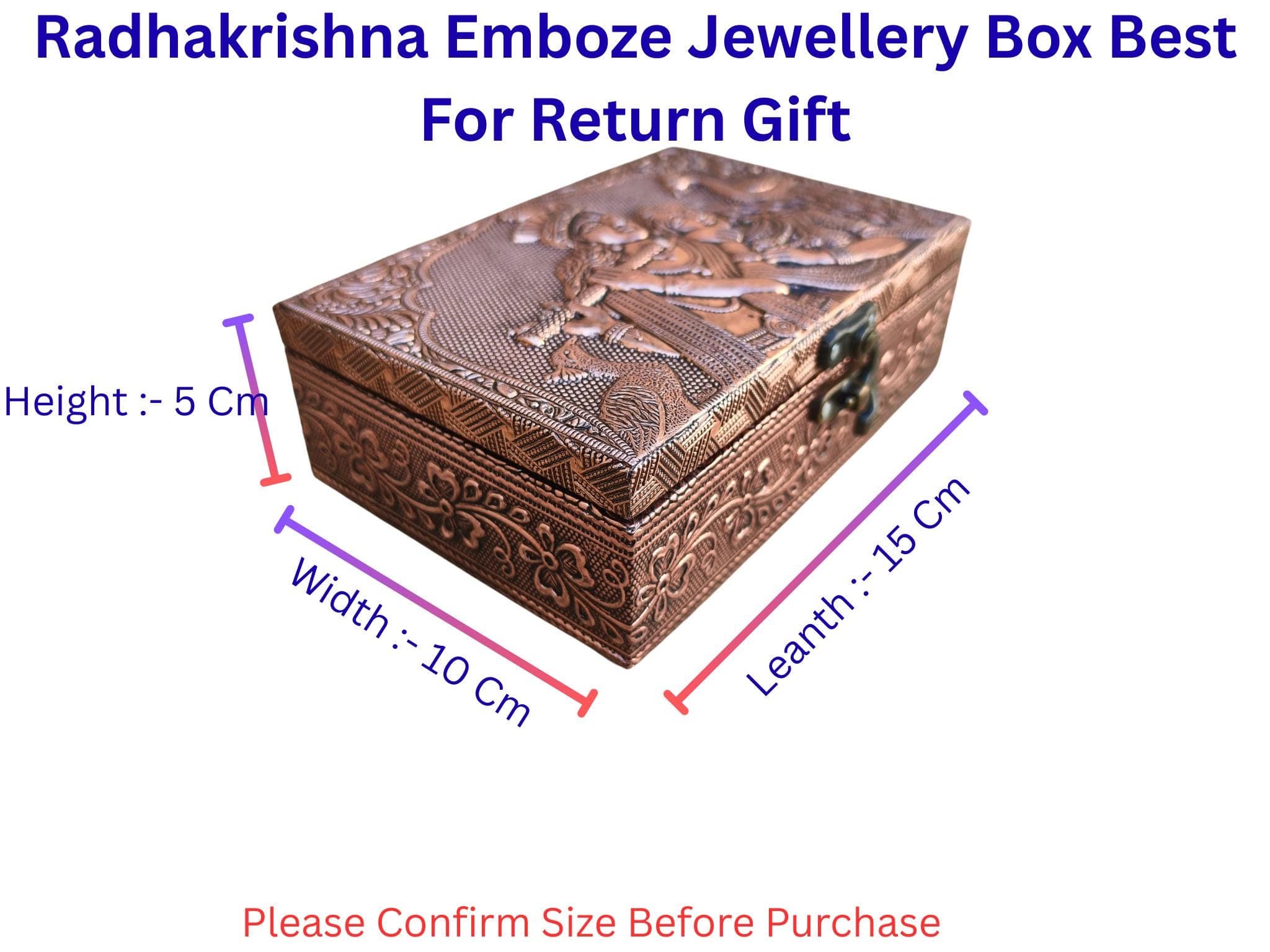 Radha Krishna Design Copper Oxidized Meenakari Jewellery Box | Handmade Oxidized Vanity Storage (6x4) - image 5