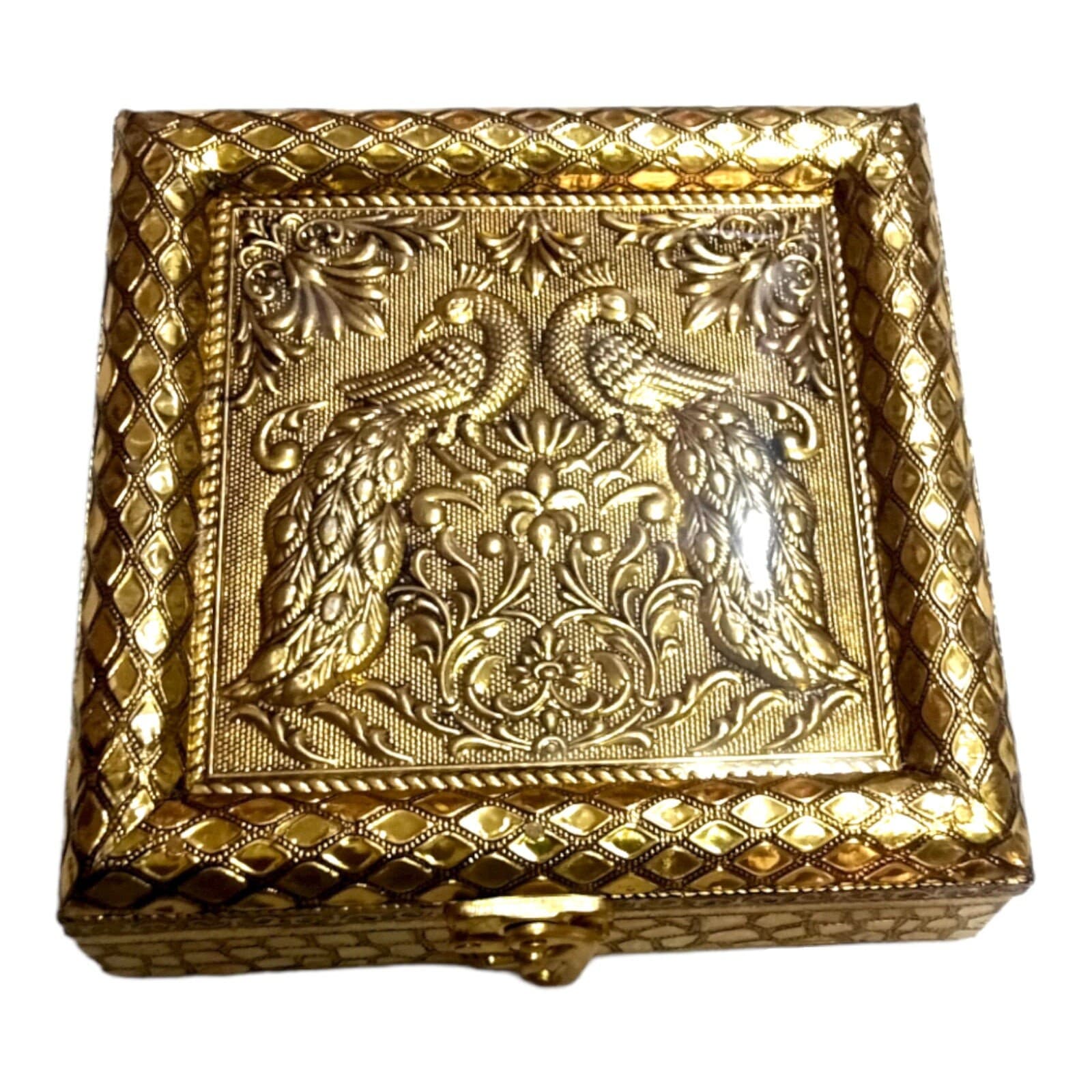 Handmade Wooden Dry Fruit Box, Peacock Design, Indian Decorative Box