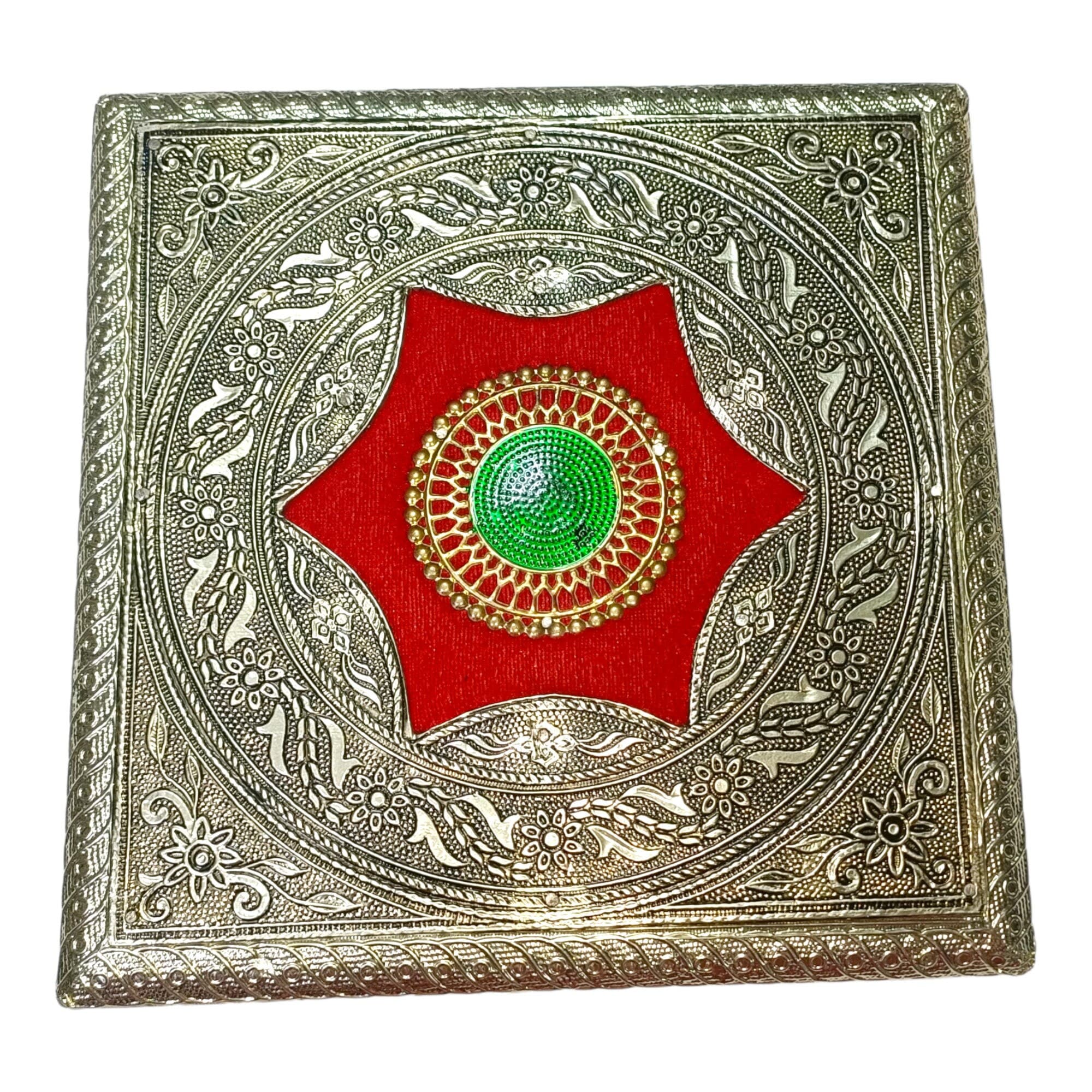 Red Velvet Dryfruit Box, Wooden Handcrafted Indian Wedding Gift