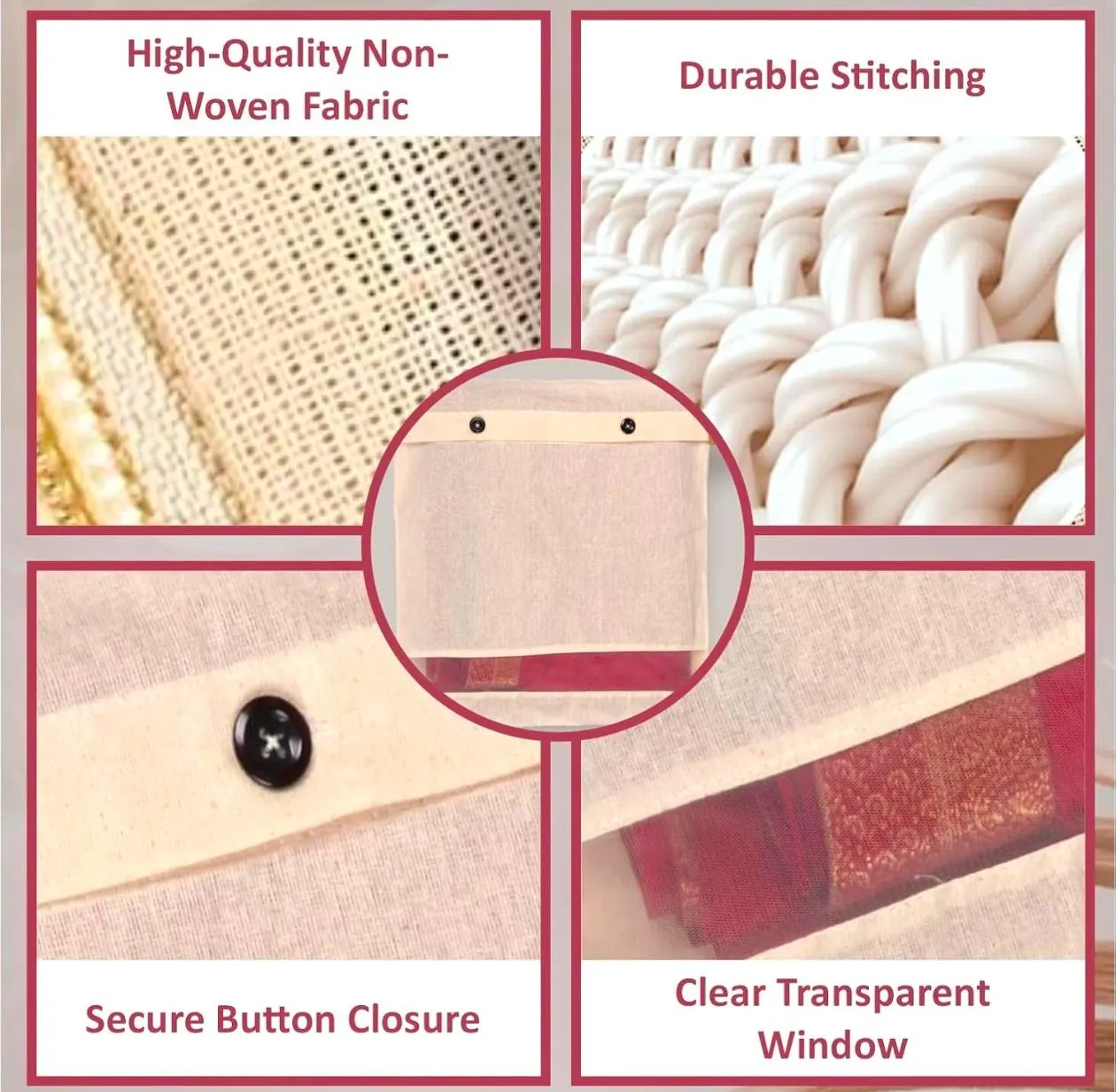 Cotton Saree Storage Bags: Eco-Friendly Garment Organizer With Button Closure (16 X 14 Inch) - image 2