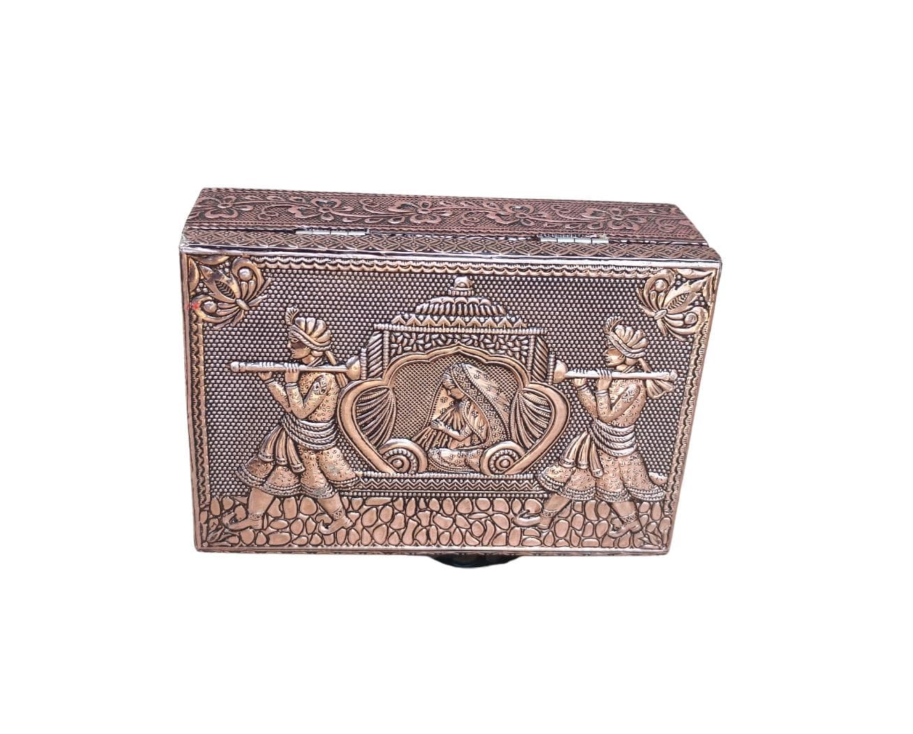 Handmade Oxidized Copper Jewelry Box | Meenakari Design, Vanity Storage - image 5