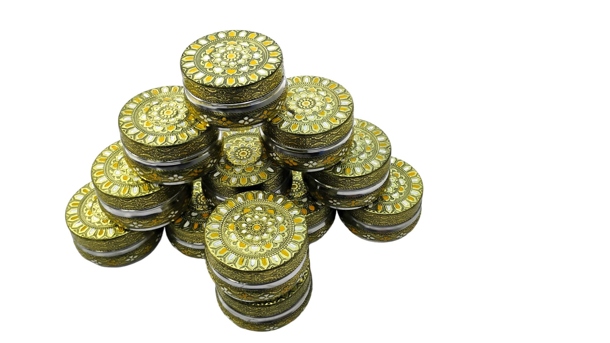 Handcrafted Menakari Dabba Container, Rajwadi Oxidized Box (12 Pcs)