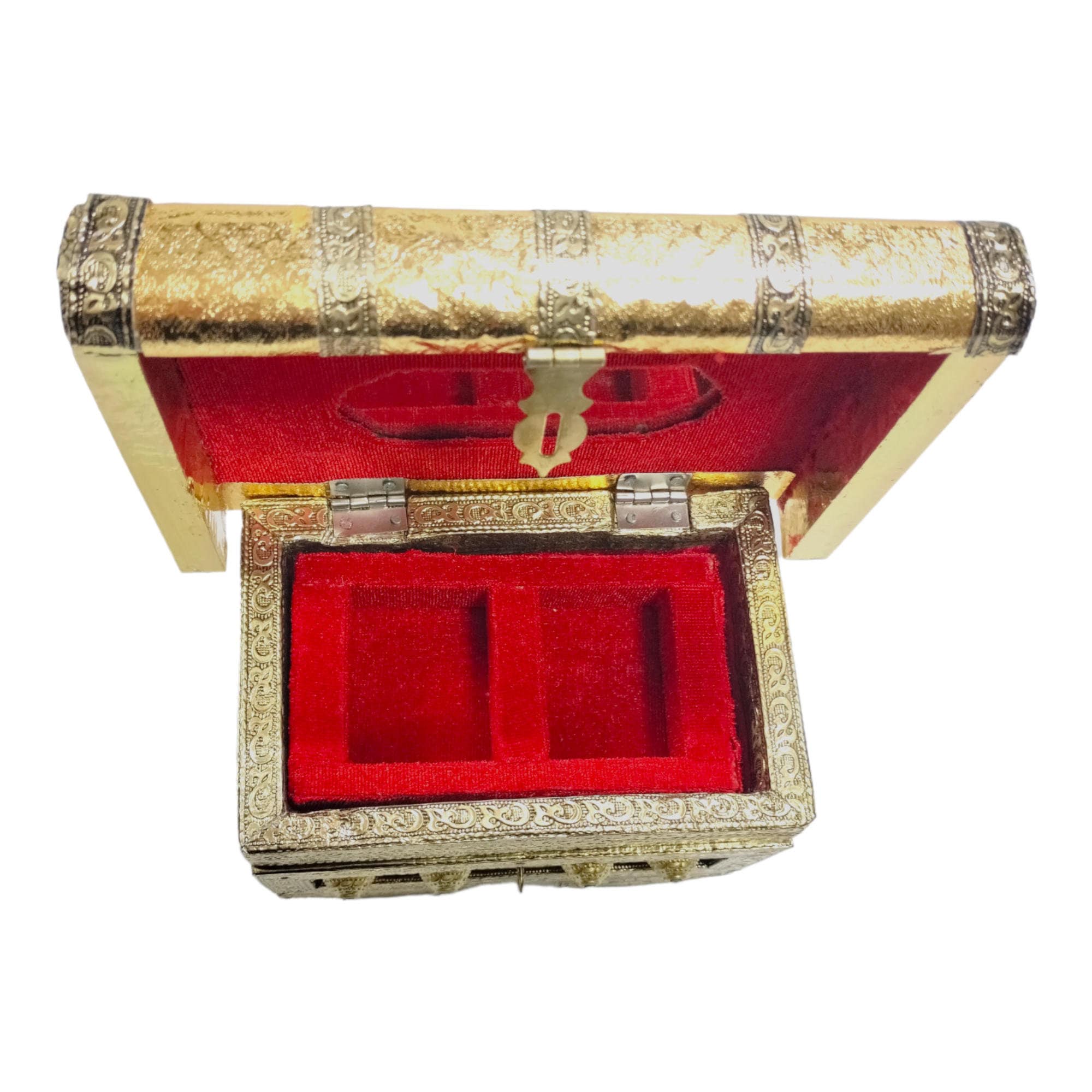 The box is equipped with multiple compartments and a velvet-lined interior that protects your jewelry from scratches, tangles, and damage. Its secure locking mechanism ensures that your treasures are kept safe and secure at all times.