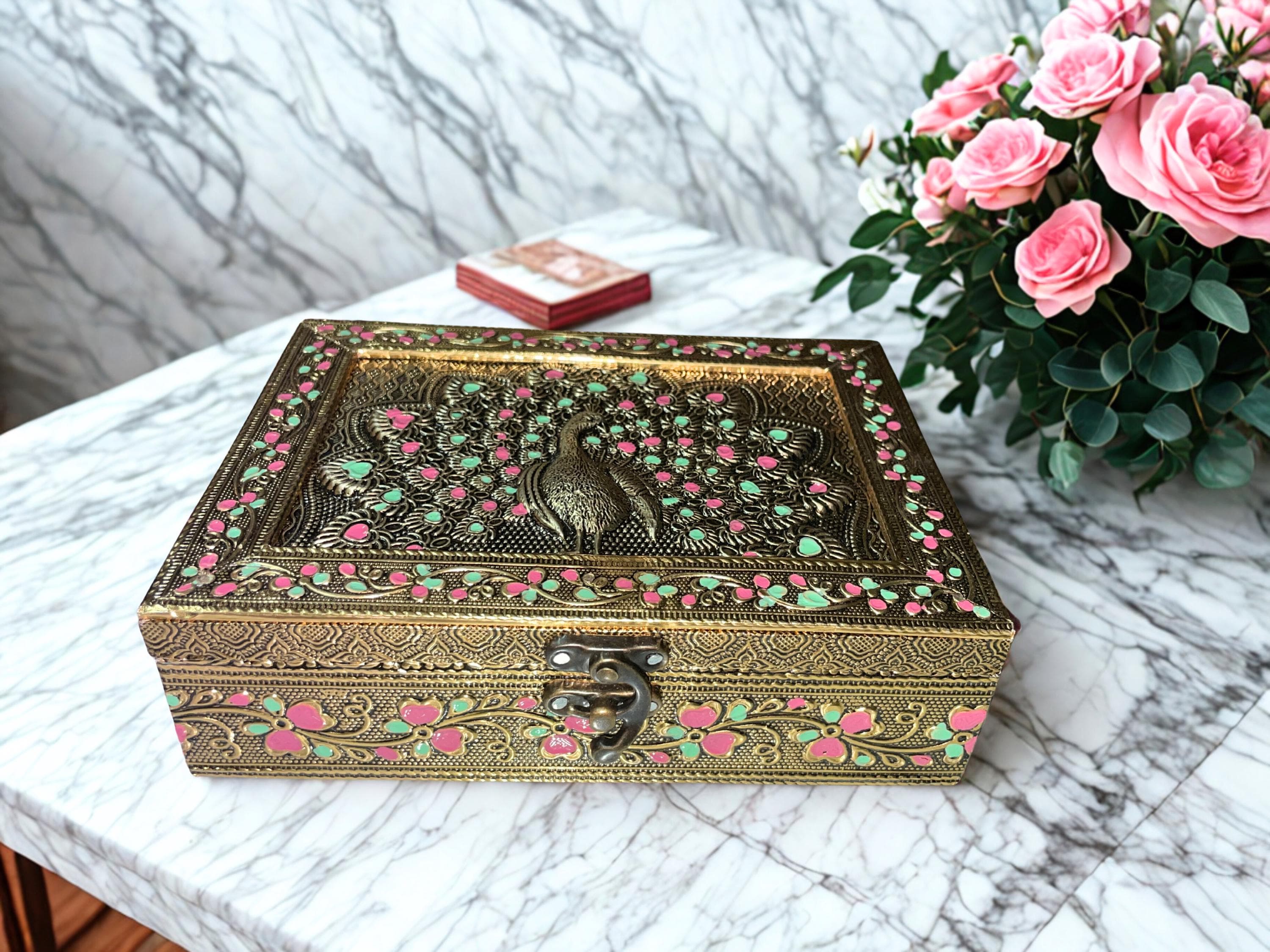 Meenakari Jewellery Box | Handmade Oxidized Vanity Storage (7x5)
