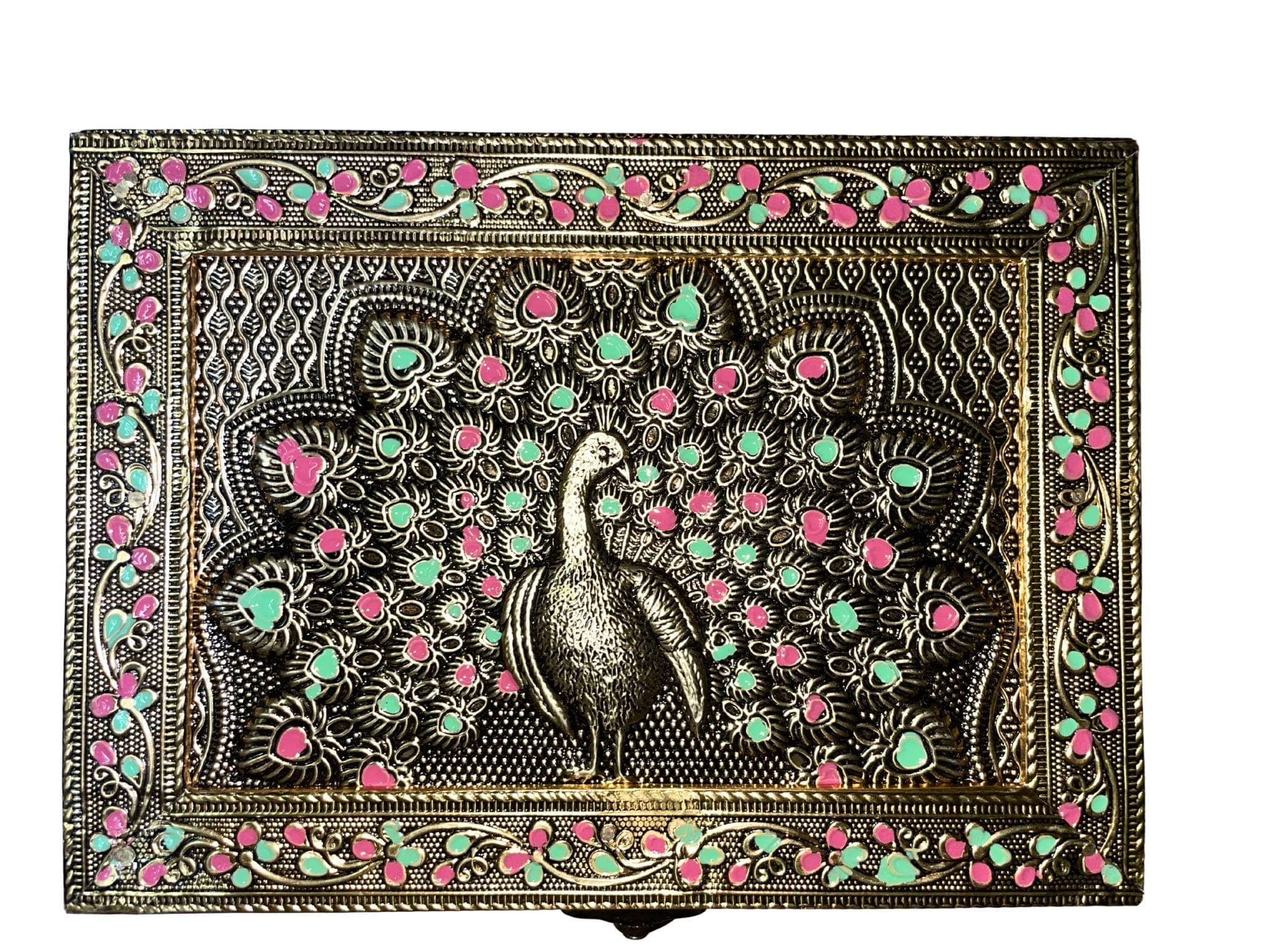 Meenakari Jewellery Box | Handmade Oxidized Vanity Storage (7x5) - image 5