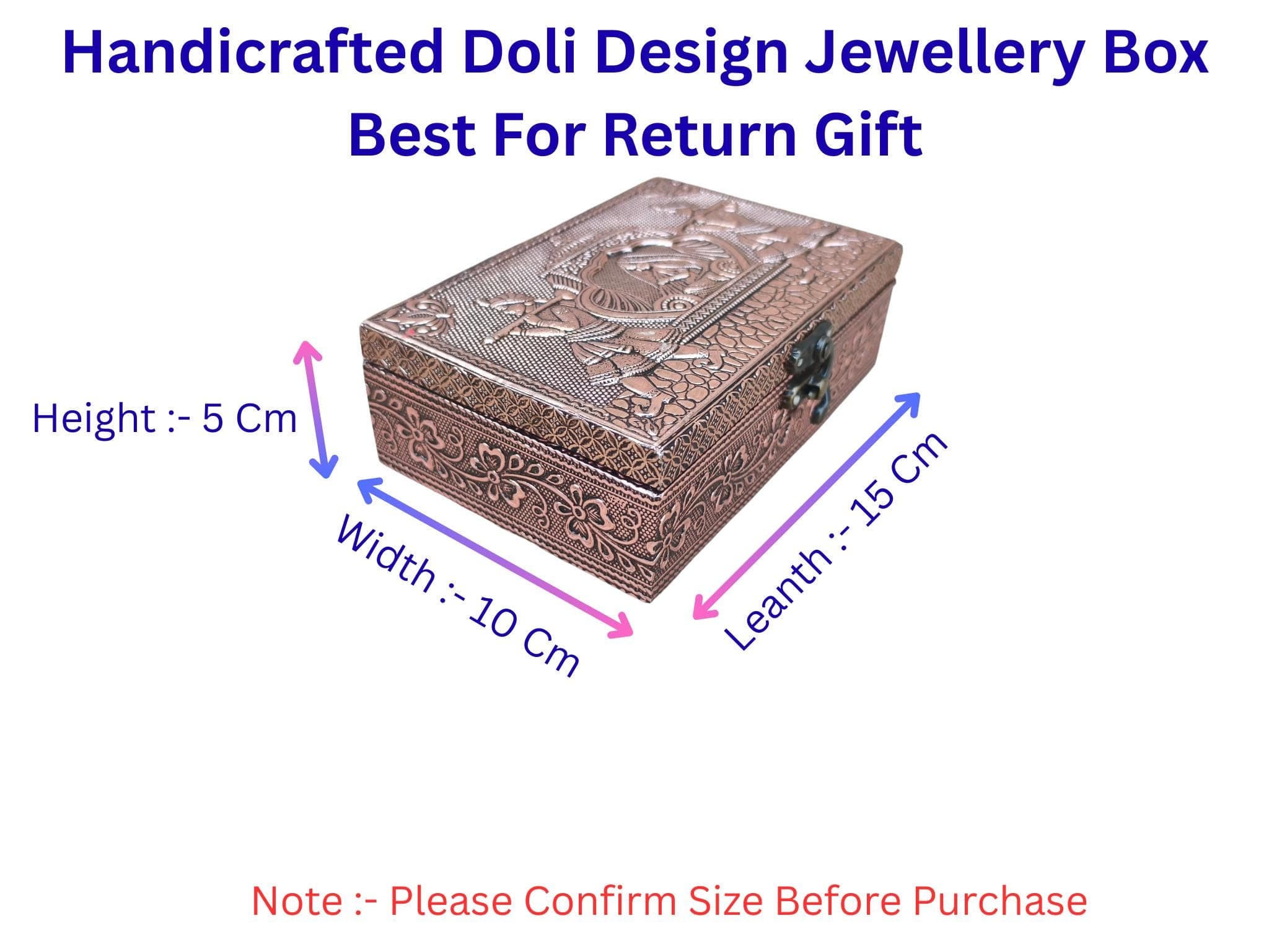 Handmade Oxidized Copper Jewelry Box | Meenakari Design, Vanity Storage - image 4