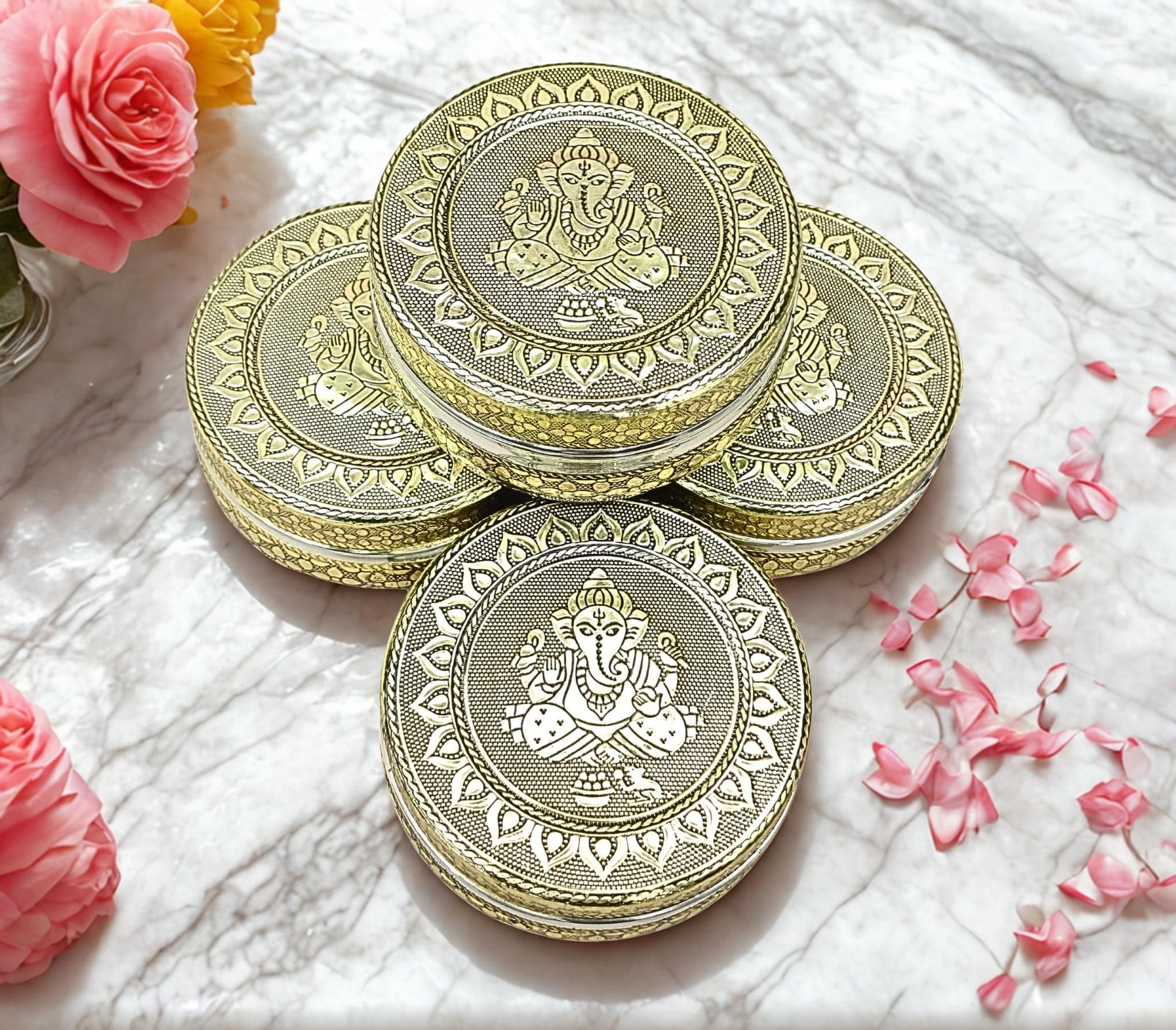Meenakari Ganesha Stainless Steel Box, Indian Wedding Return Gift - image 4