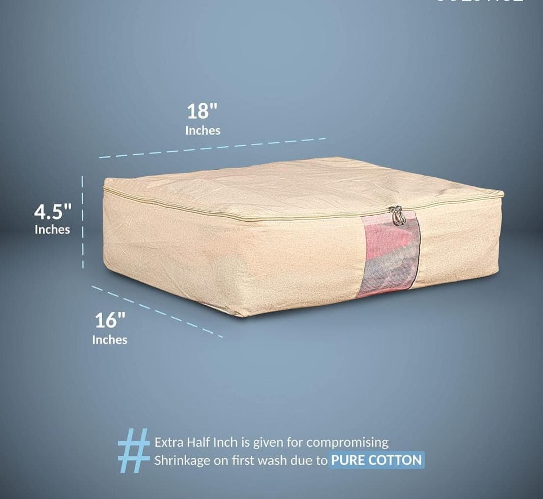 Handmade Cotton Clothes Storage Box with Zip (18x16x4.5 Inch) - image 3