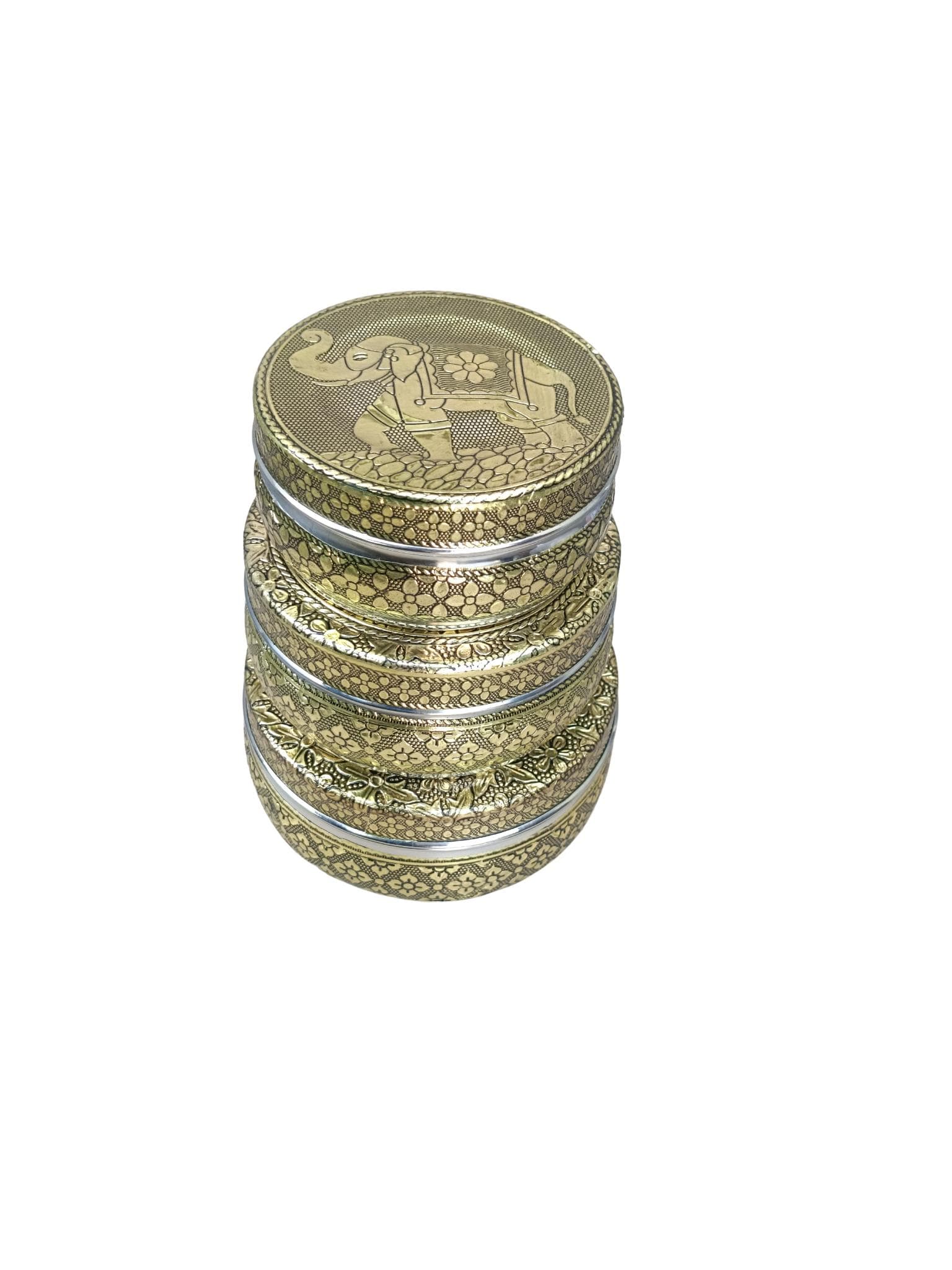 Meenakari Peacock Design Steel Containers, Indian Art, Set of 3 - image 4
