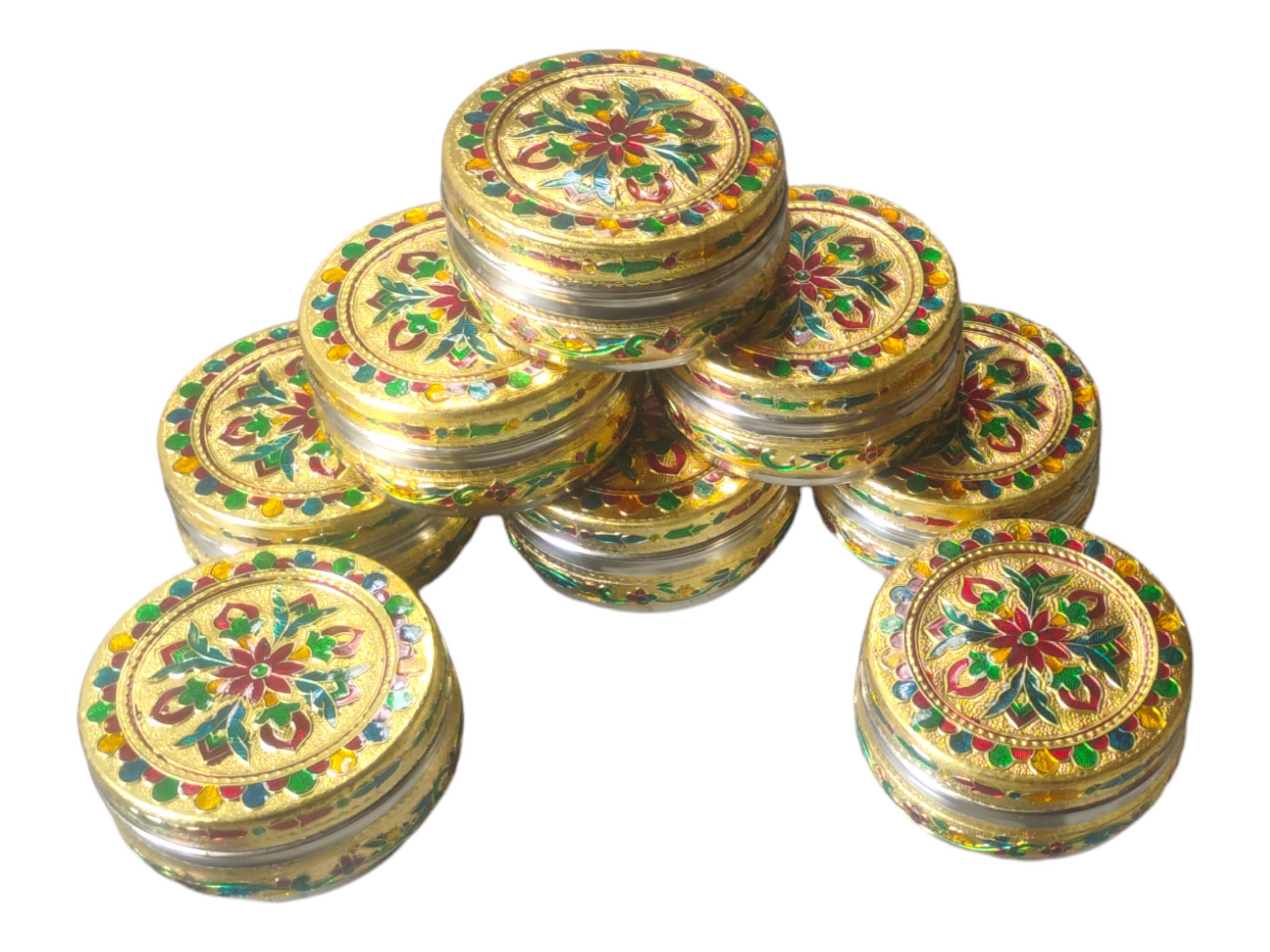 Handcrafted Meenakari Steel Storage Box – Indian Wedding Gift - image 3